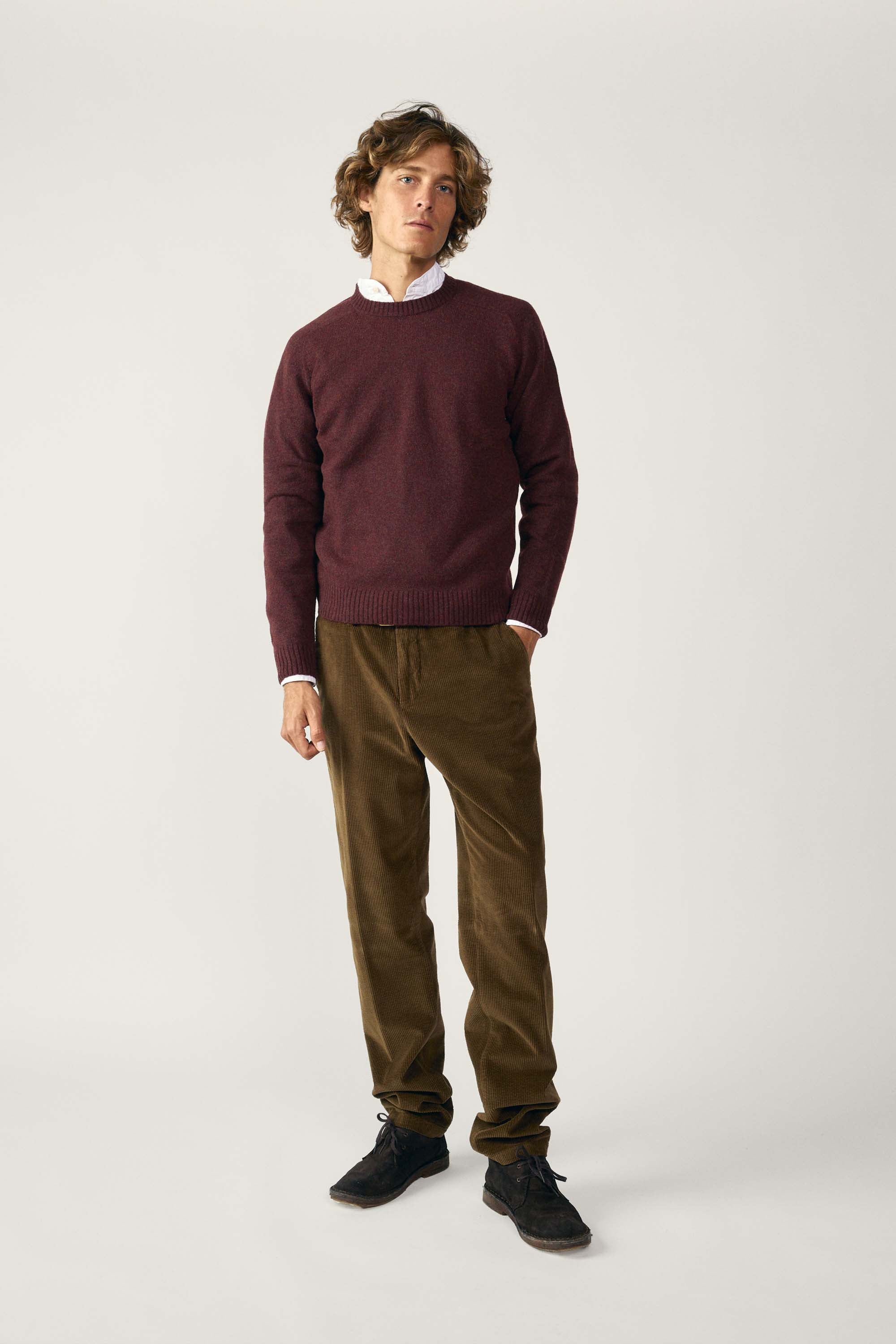 Jersey Cuello Redondo Shetland - Burdeos Jaspeado