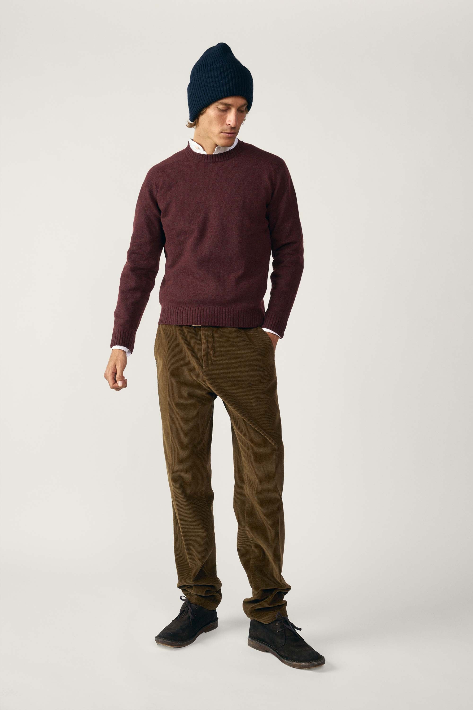 Jersey Cuello Redondo Shetland - Burdeos Jaspeado