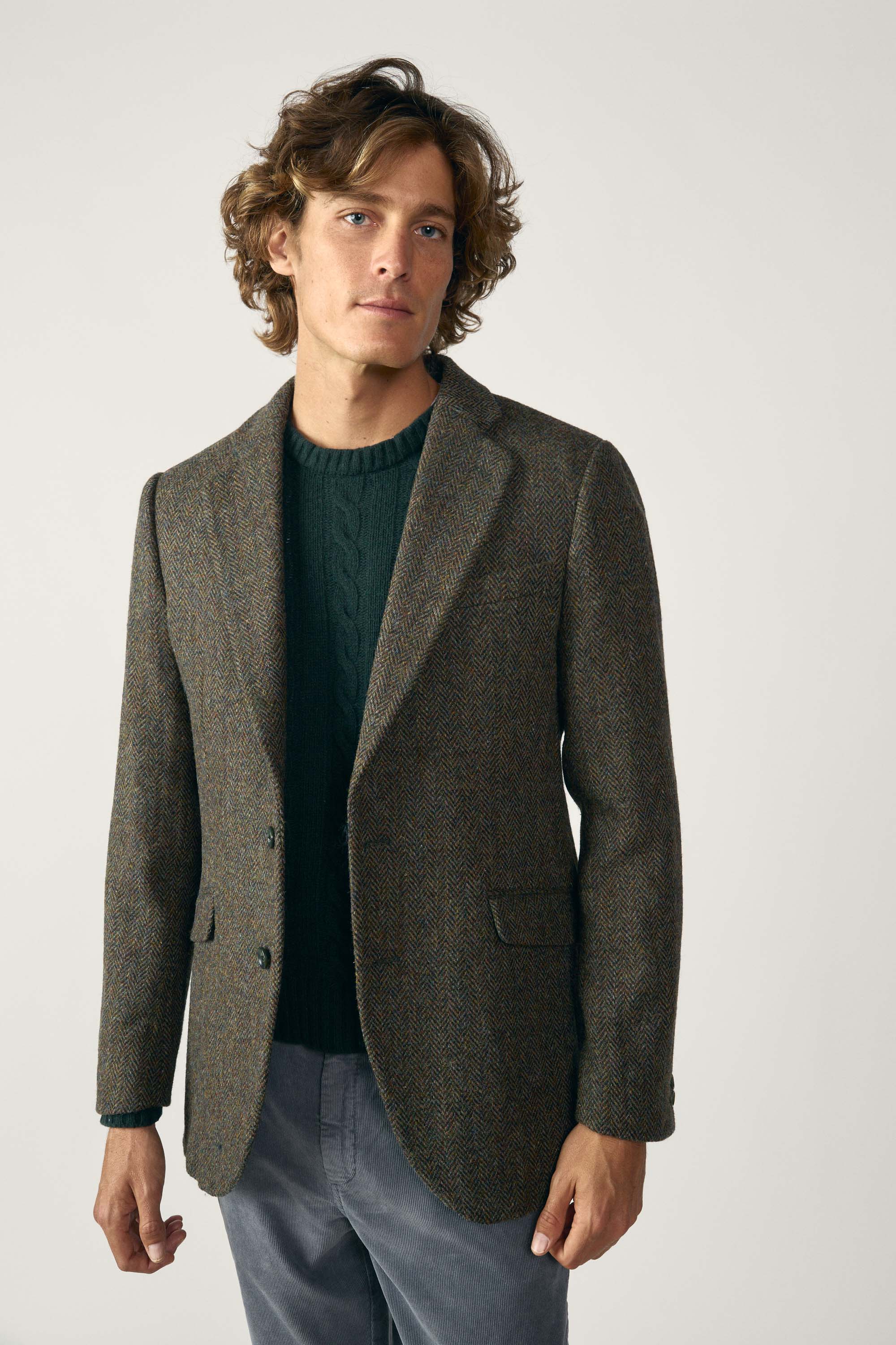<tc>Blazer</tc> Tweed - Brown Herringbone