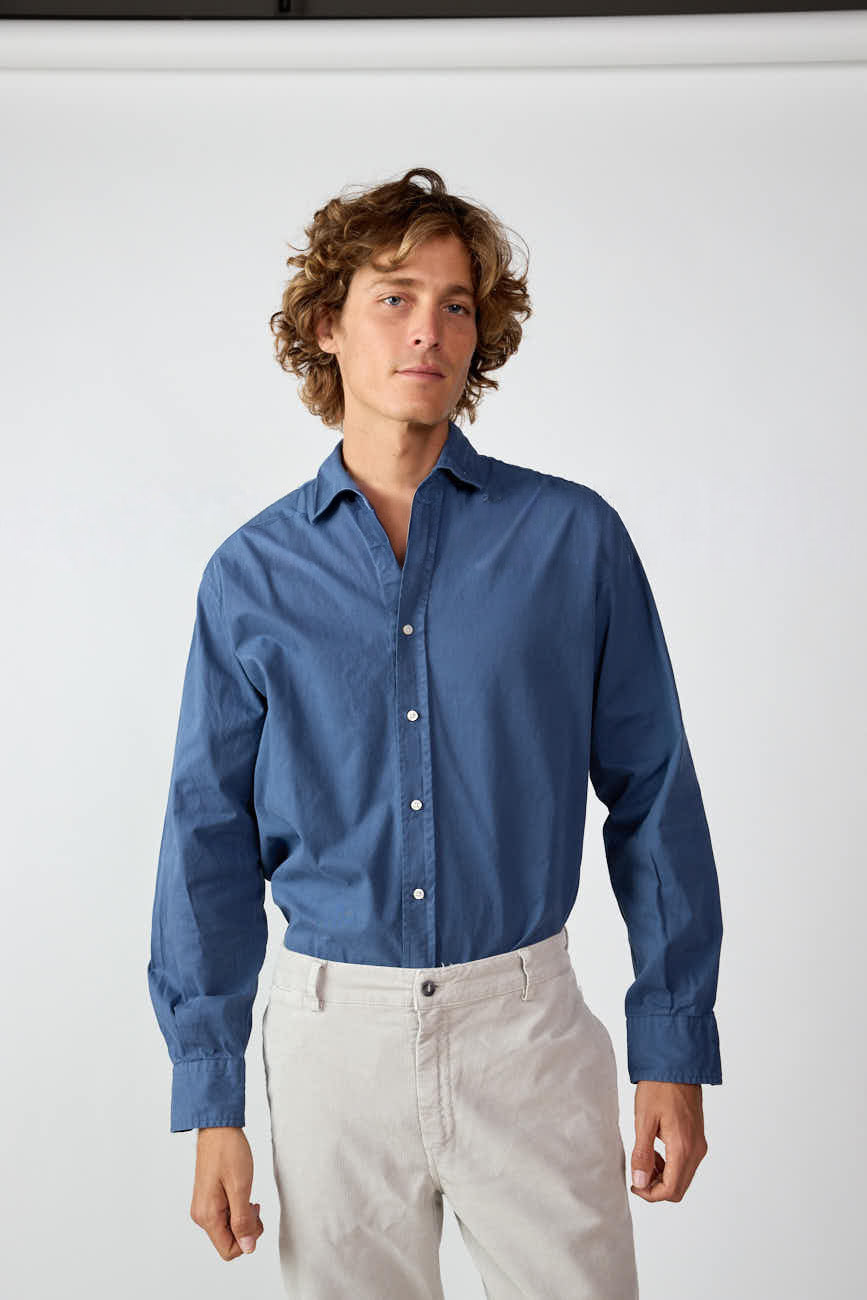 Camisa De Popelín - Azul