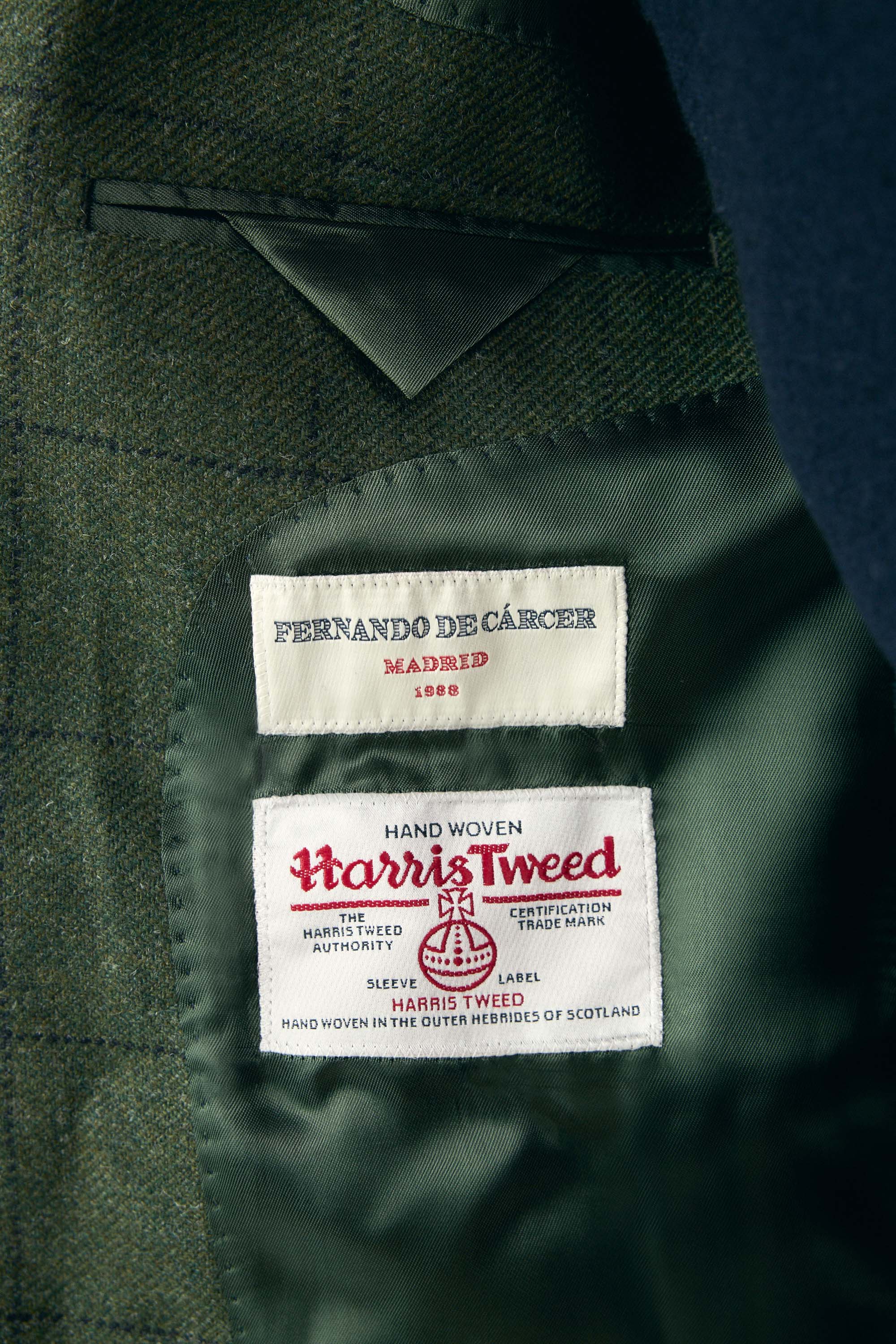 Americana de Tweed - Harris Tweed Cuadros Verde