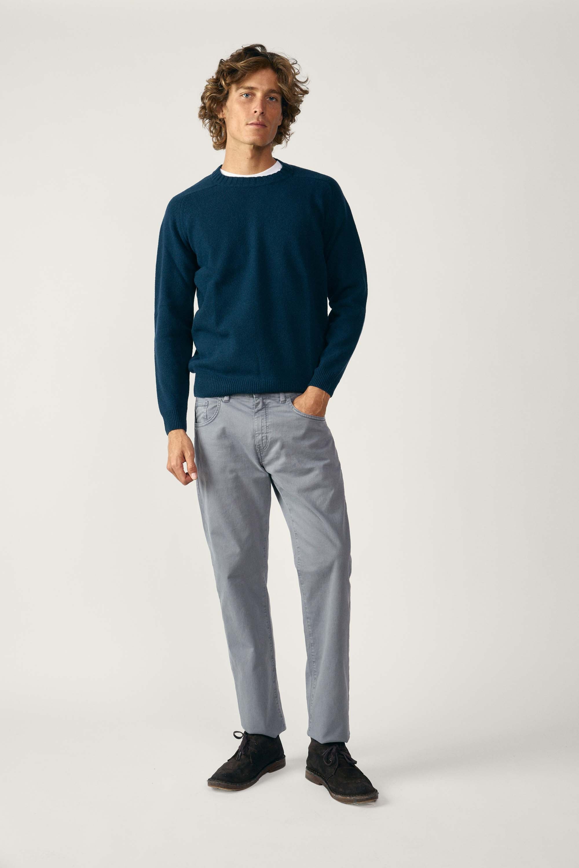 Jersey Cuello Redondo Lambswool - Azul Petróleo