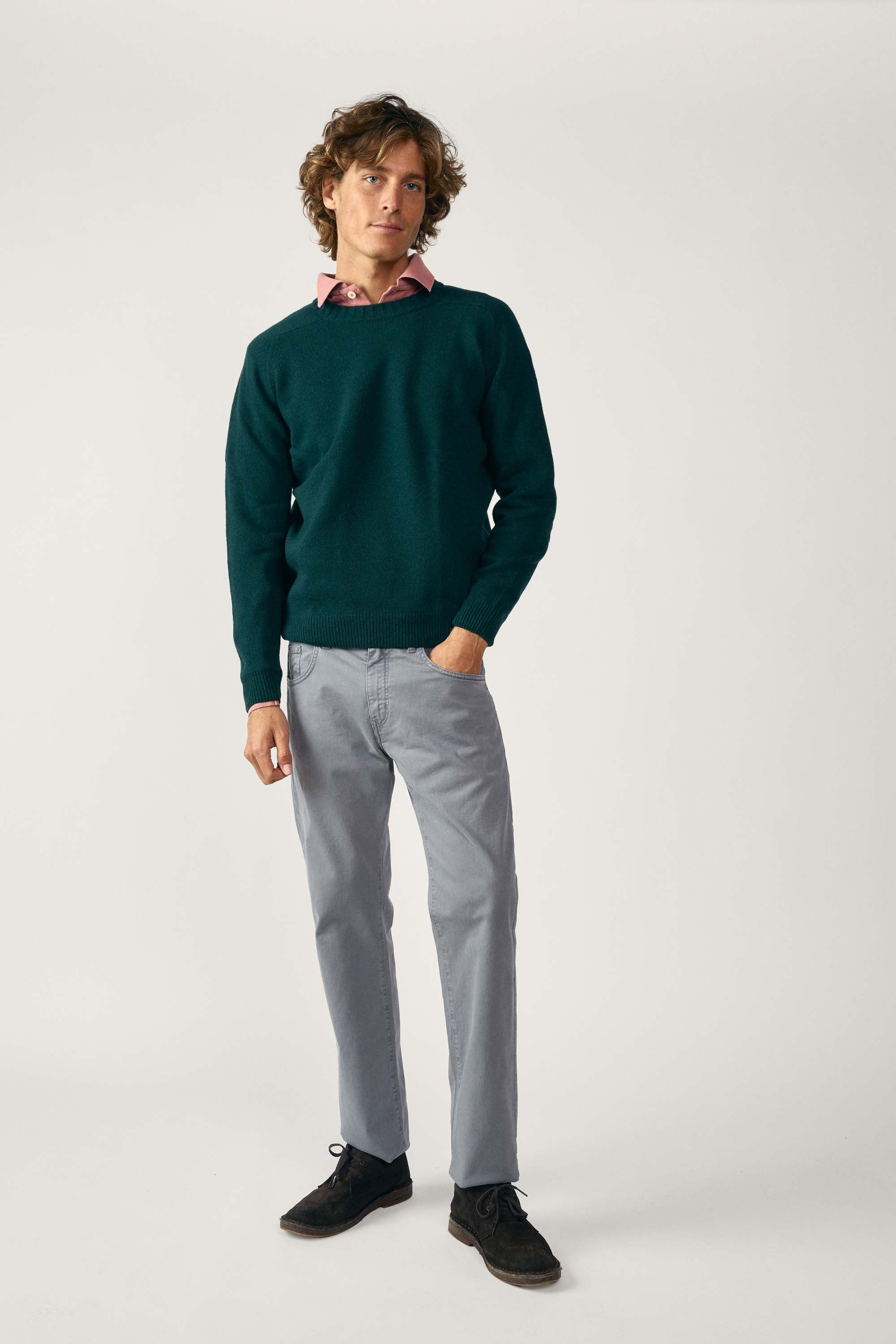 Jersey Cuello Redondo Lambswool - Verde Petróleo