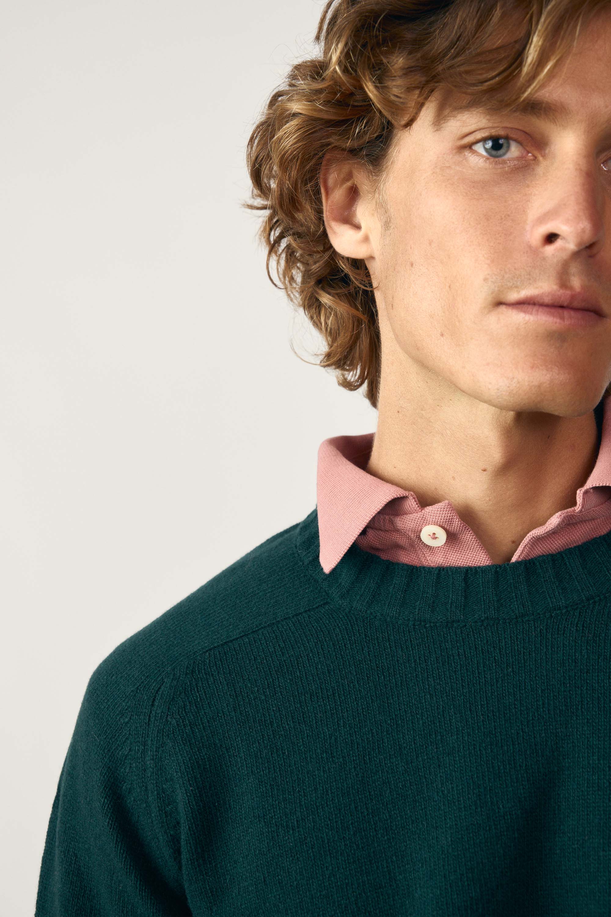 Jersey Cuello Redondo Lambswool - Verde Petróleo