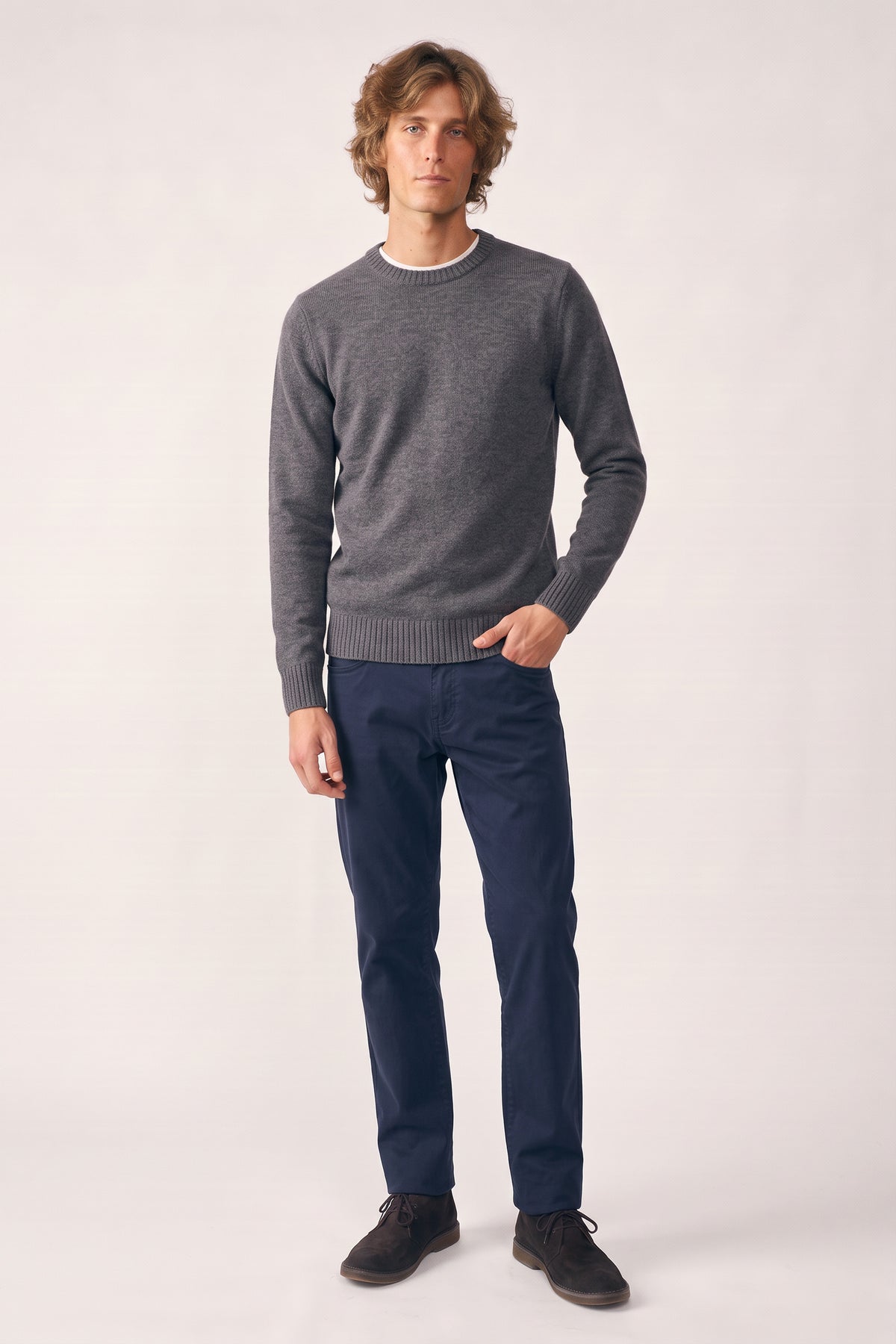 Jersey Cuello Redondo Lambswool - Gris Oscuro
