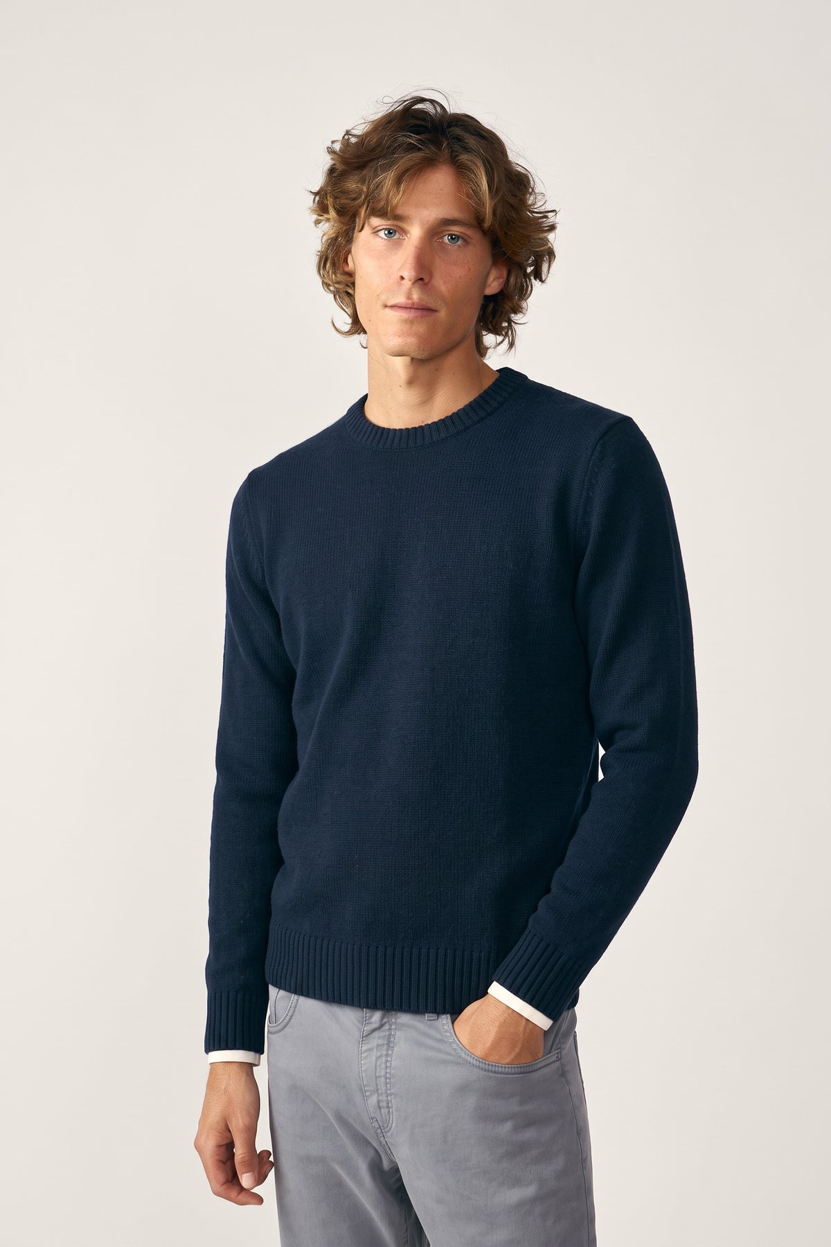 Jersey Cuello Redondo Lambswool - Azul Marino