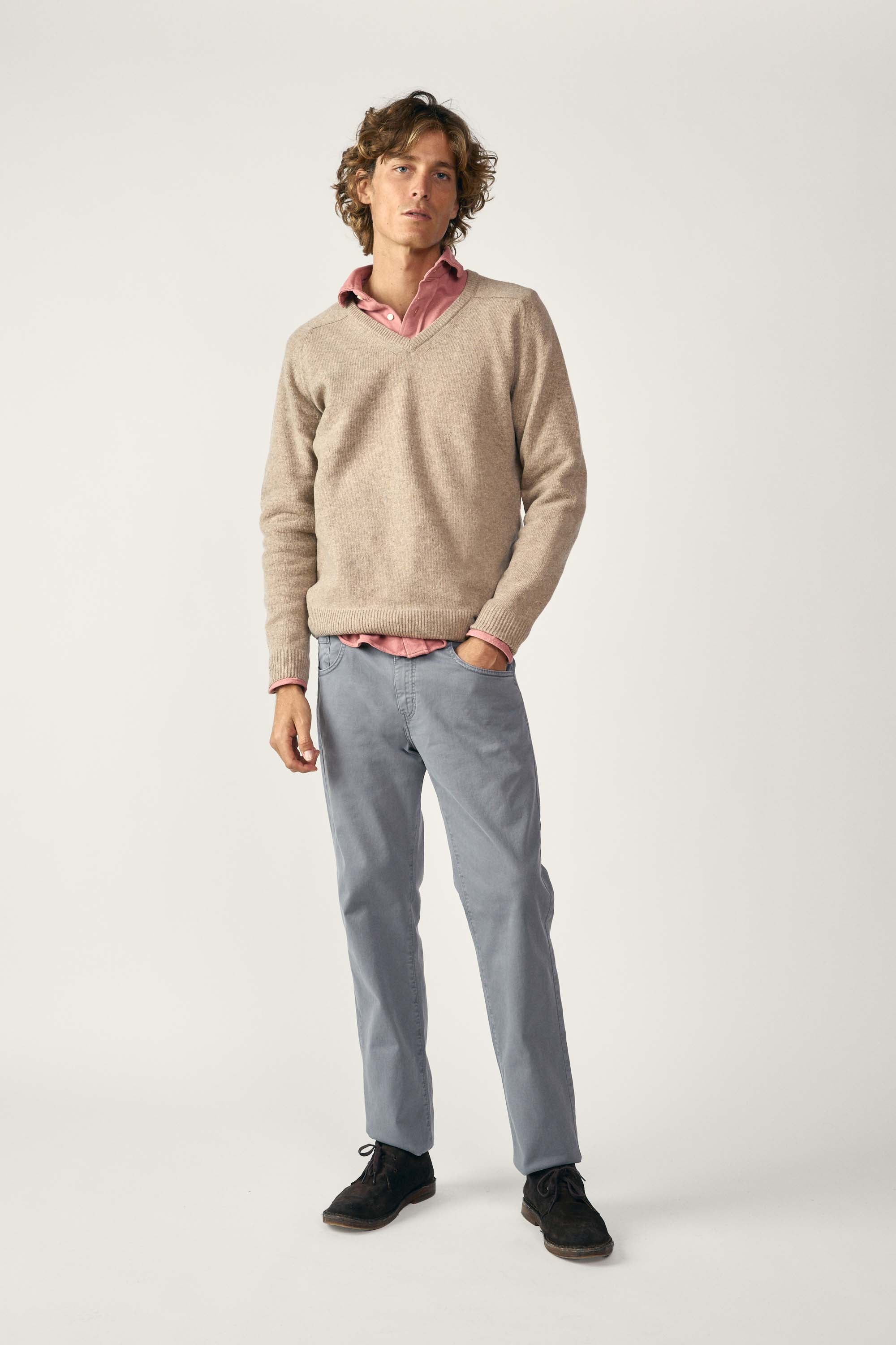 <tc>Sweater</tc> Lambswool V-neck - Tan Beige