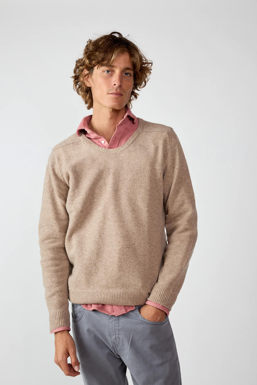 <tc>Sweater</tc> Lambswool V-neck - Tan Beige