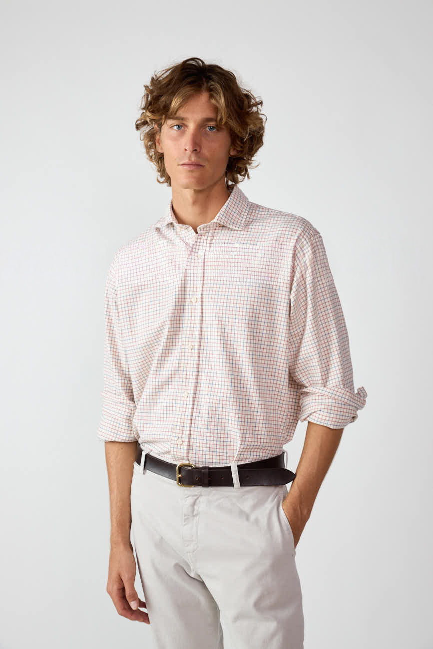 Camisa de Algodón - Viyela Cuadros Azul y Rojo