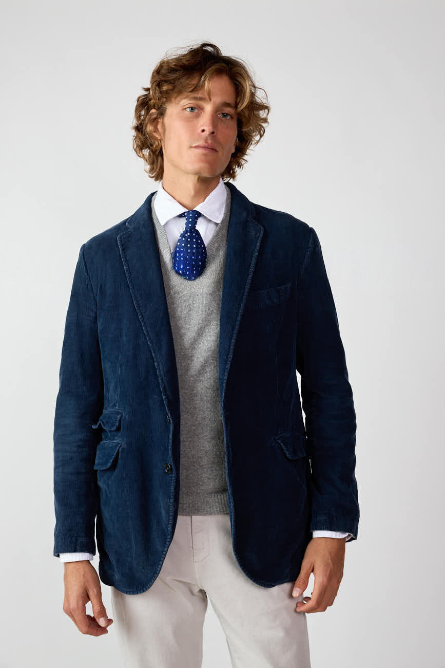 <tc>Blazer</tc> of <tc>11-Wales Corduroy</tc> - Navy Blue