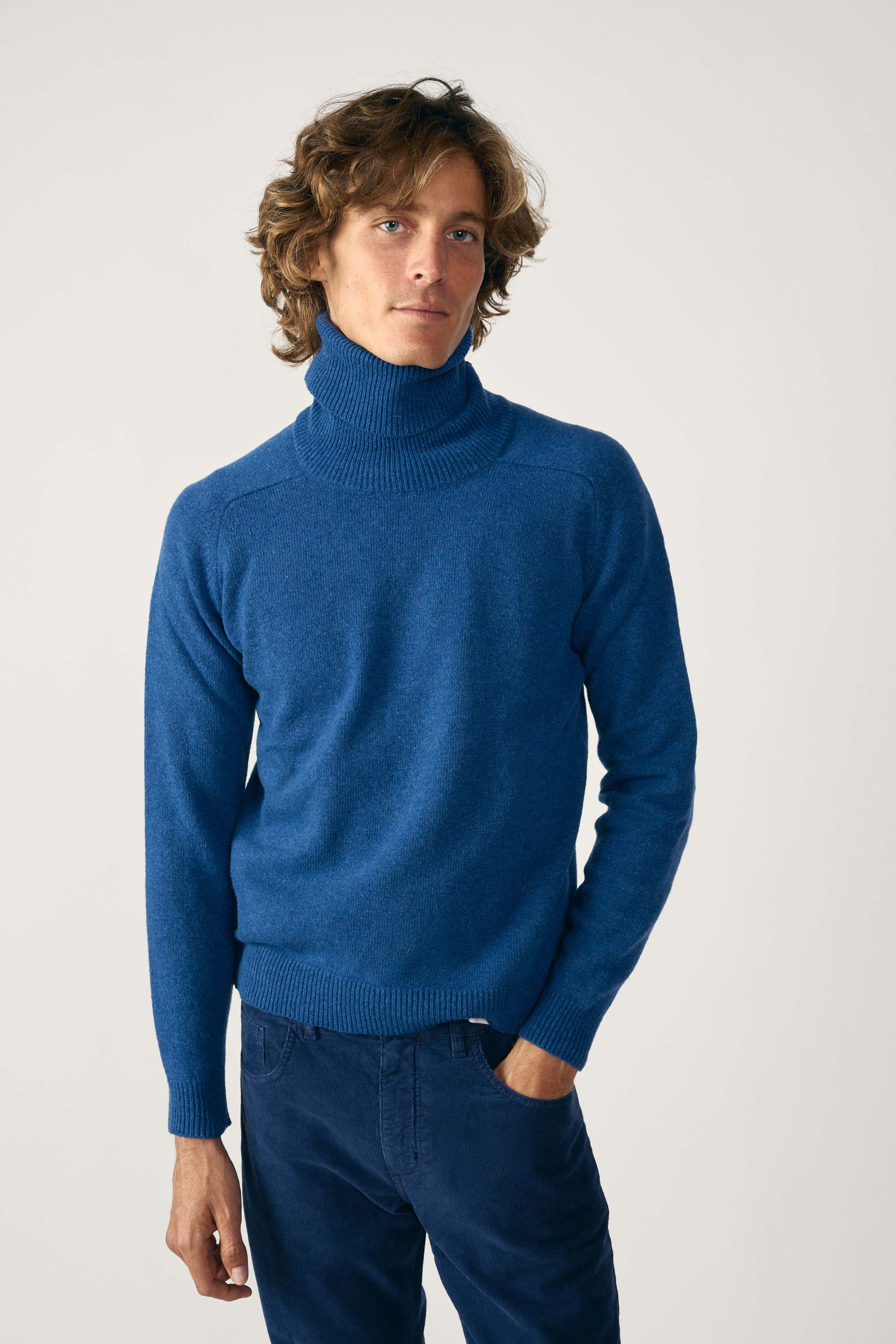 Jersey Cuello Vuelto Lambswool - Azul