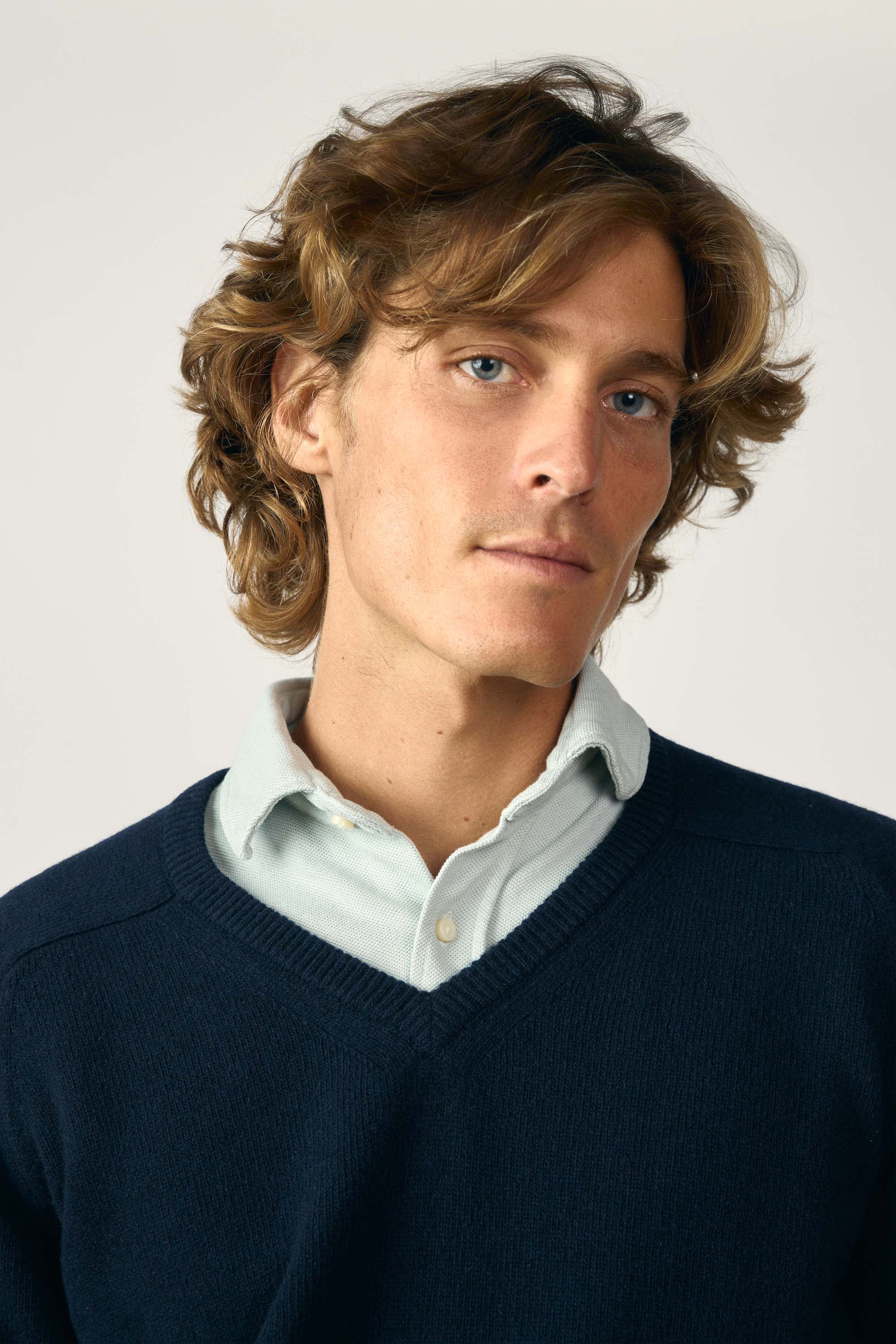 Jersey Cuello Pico Lambswool - Azul Marino