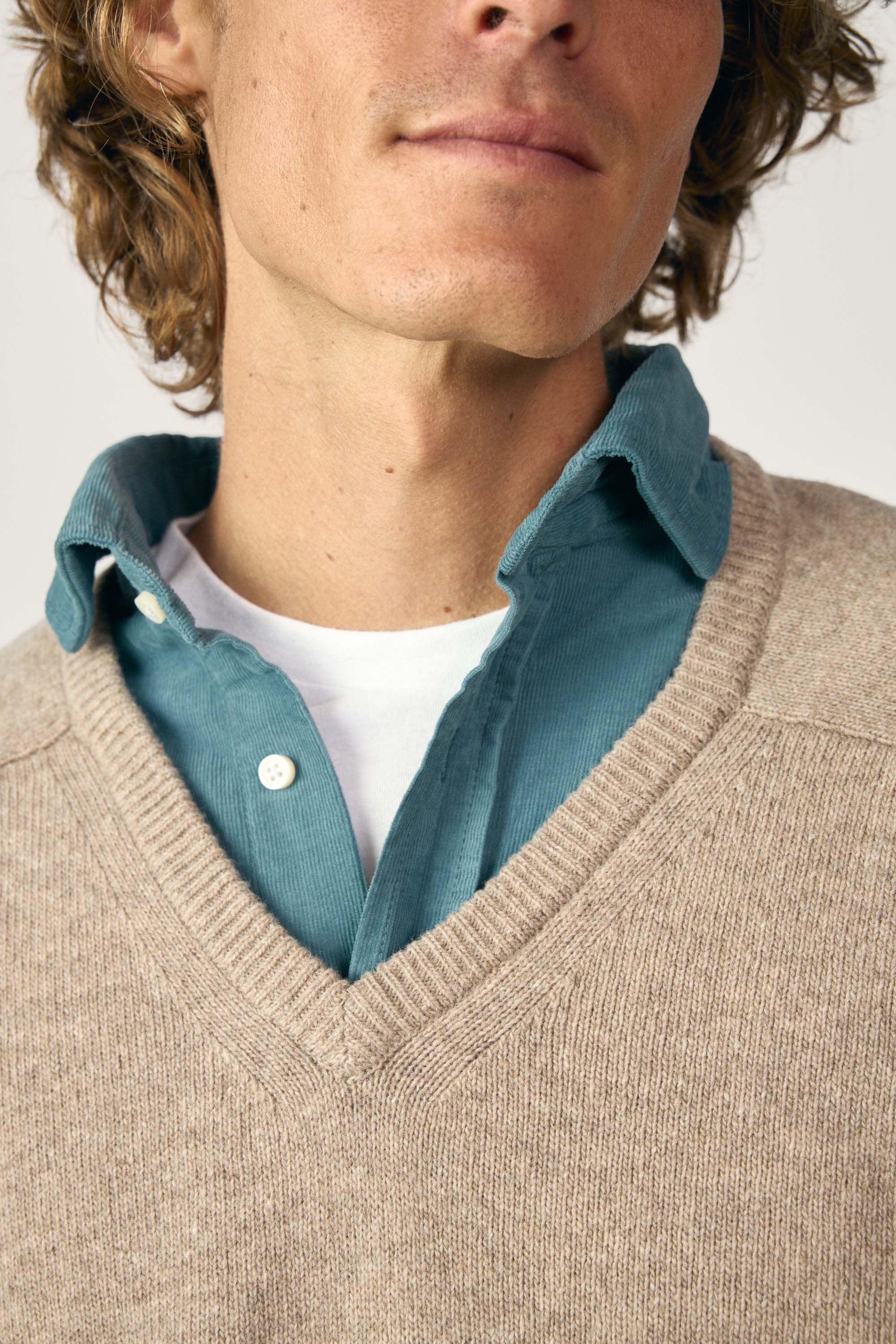 <tc>Sweater</tc> Lambswool V-neck - Tan Beige