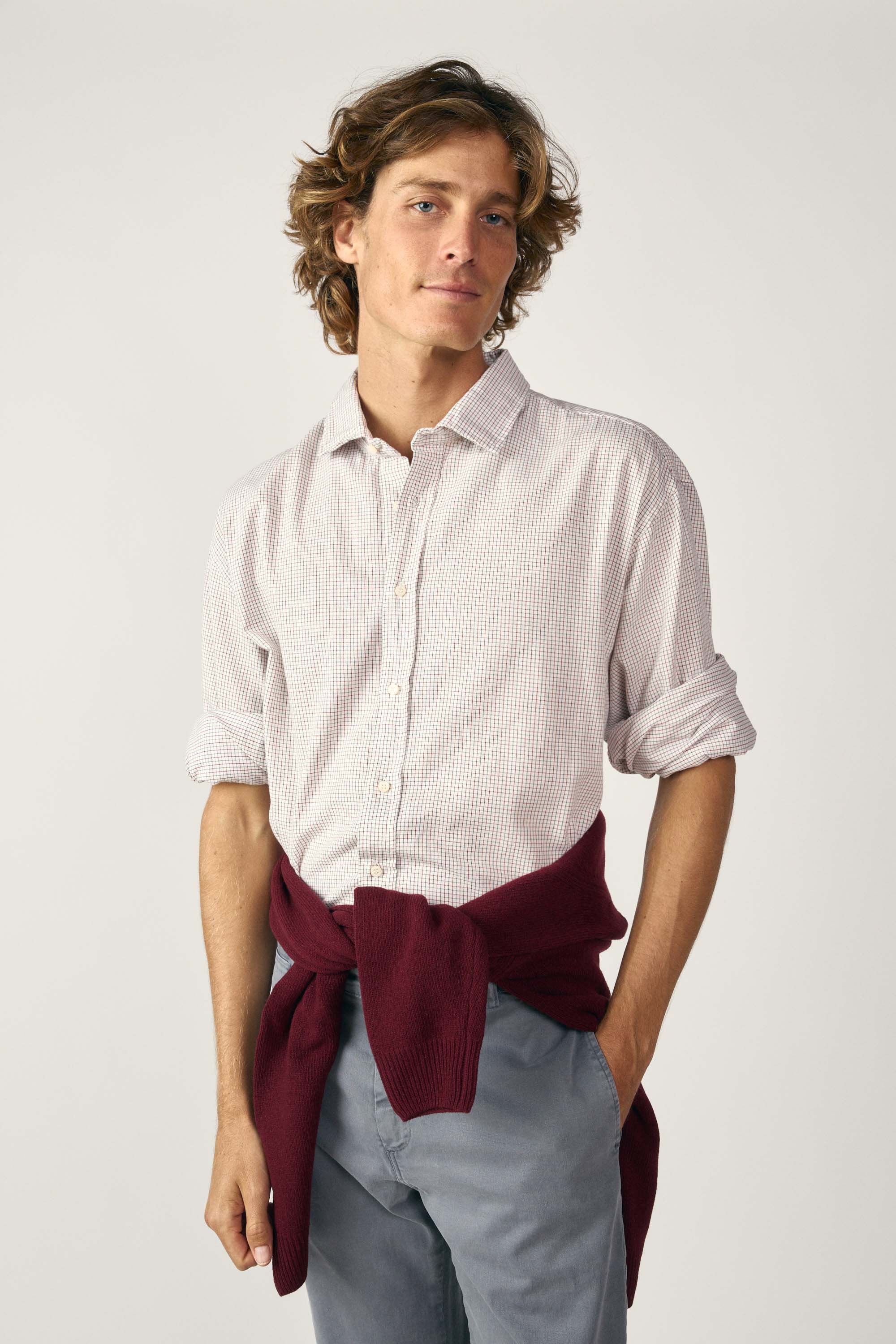 Camisa de Algodón - Viyela Cuadro Marrón y Verde