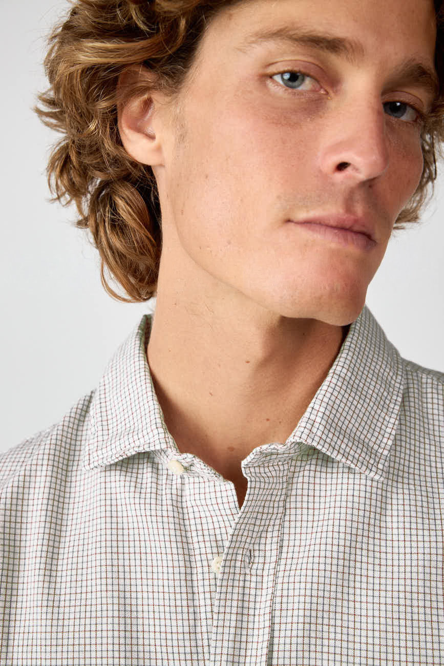 Camisa de Algodón - Viyela Cuadro Marrón y Verde