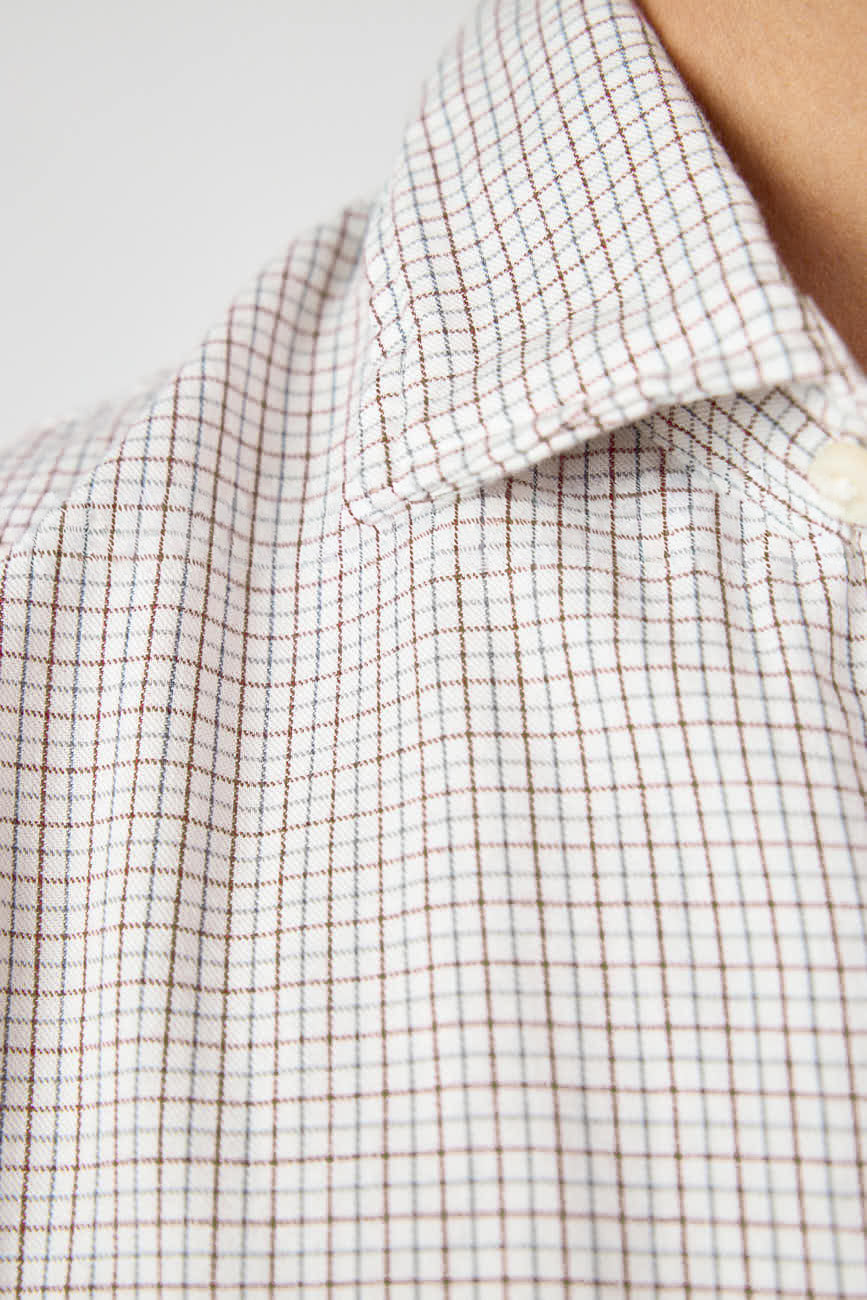 Camisa de Algodón - Viyela Cuadro Marrón y Verde