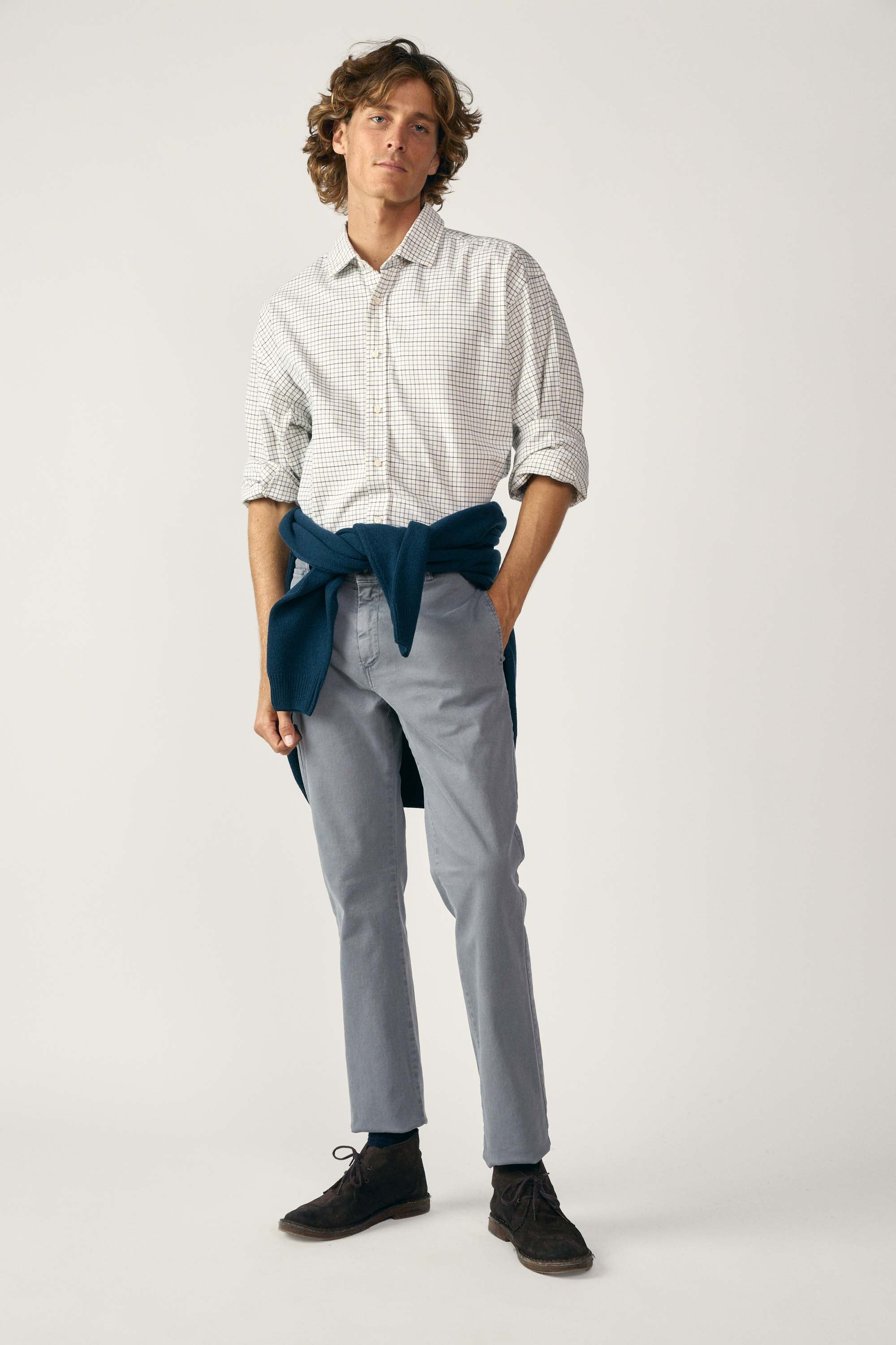 Camisa de Algodón - Viyela Cuadros Azul y Marino