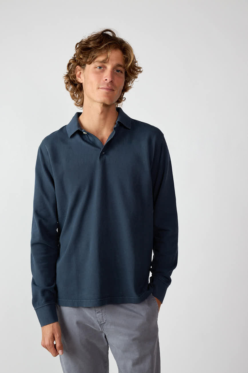 Polo Manga Larga - Azul Marino