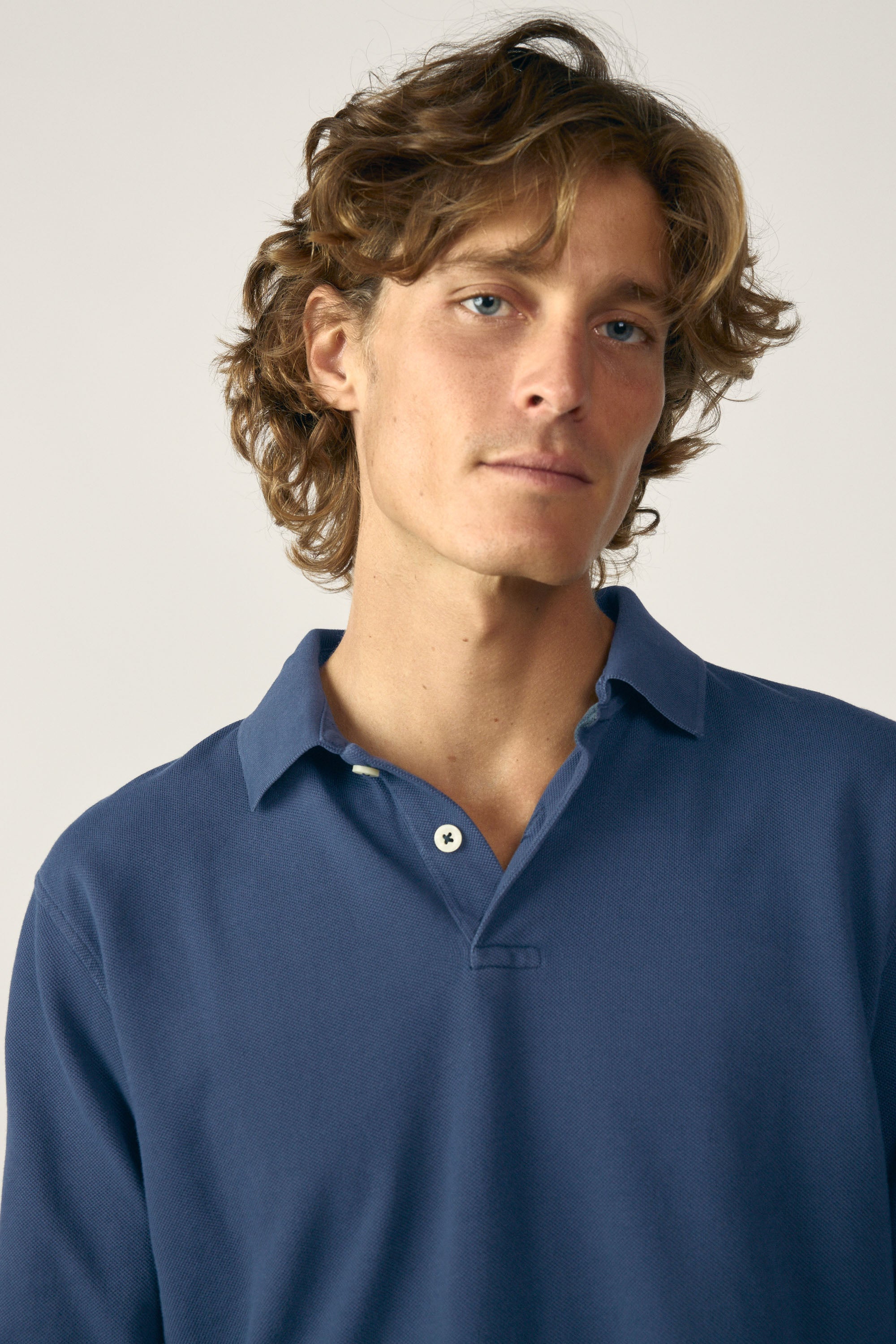 Polo Manga Larga - Azul