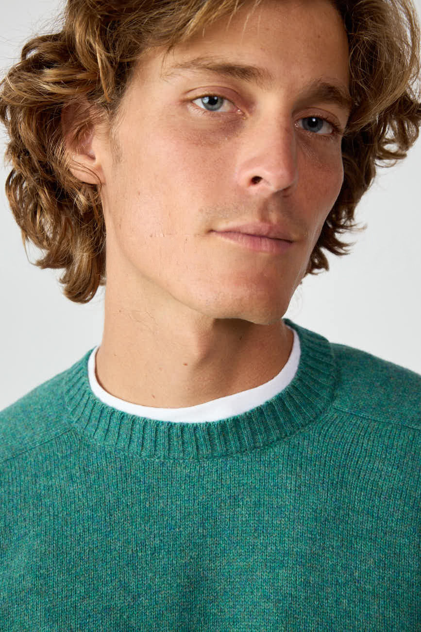 Jersey Cuello Redondo Shetland - Verde Celeste