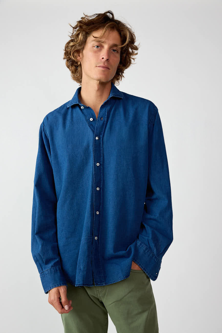 Camisa de Algodón - Vaquera Oscura