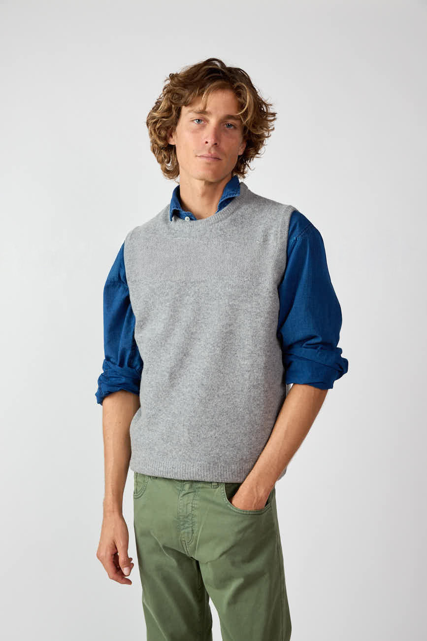 Chaleco Cuello Redondo Lambswool - Gris
