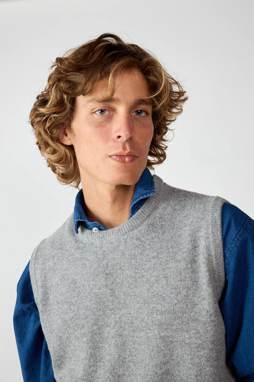 Chaleco Cuello Redondo Lambswool - Gris