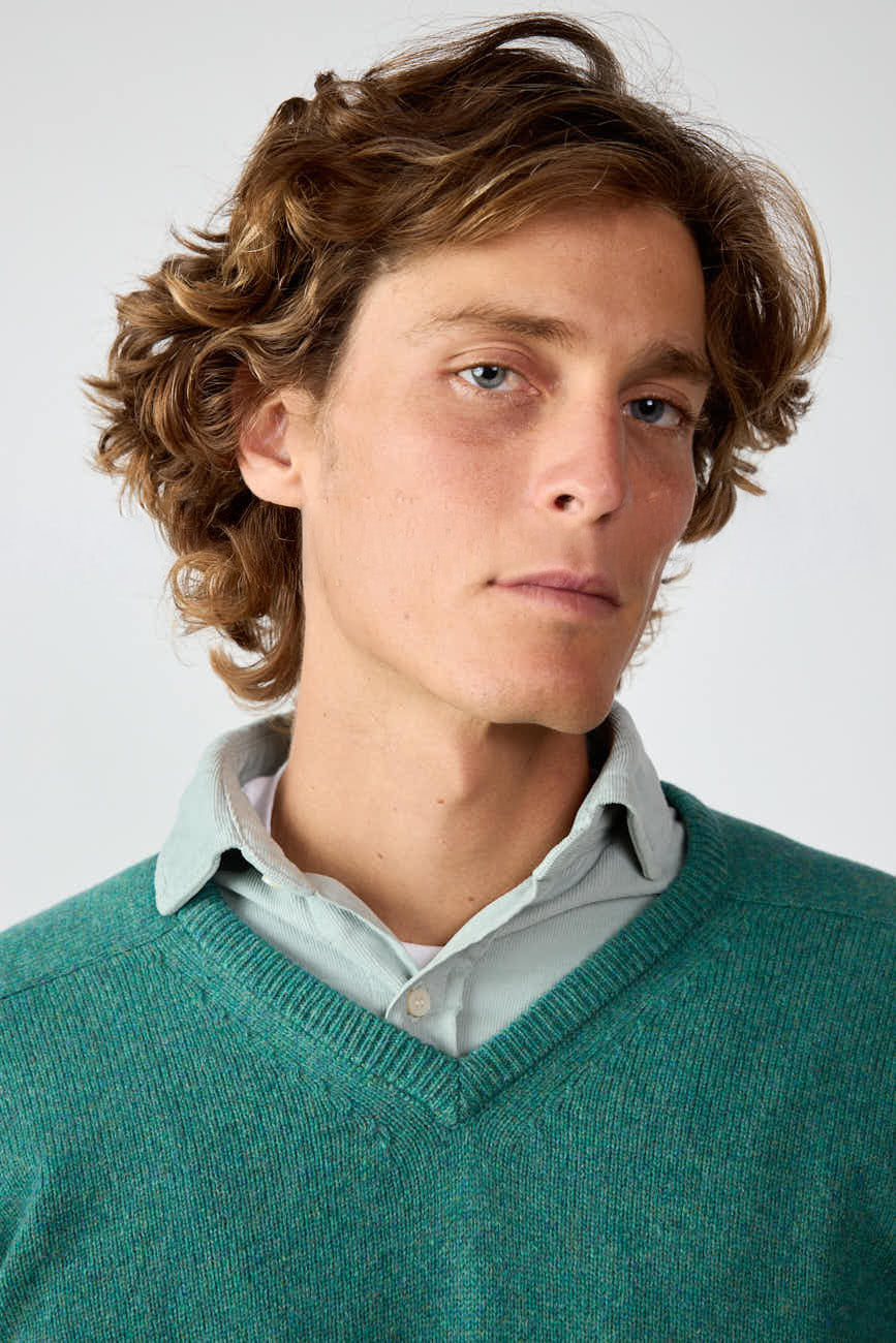 Jersey Cuello Pico Shetland - Verde