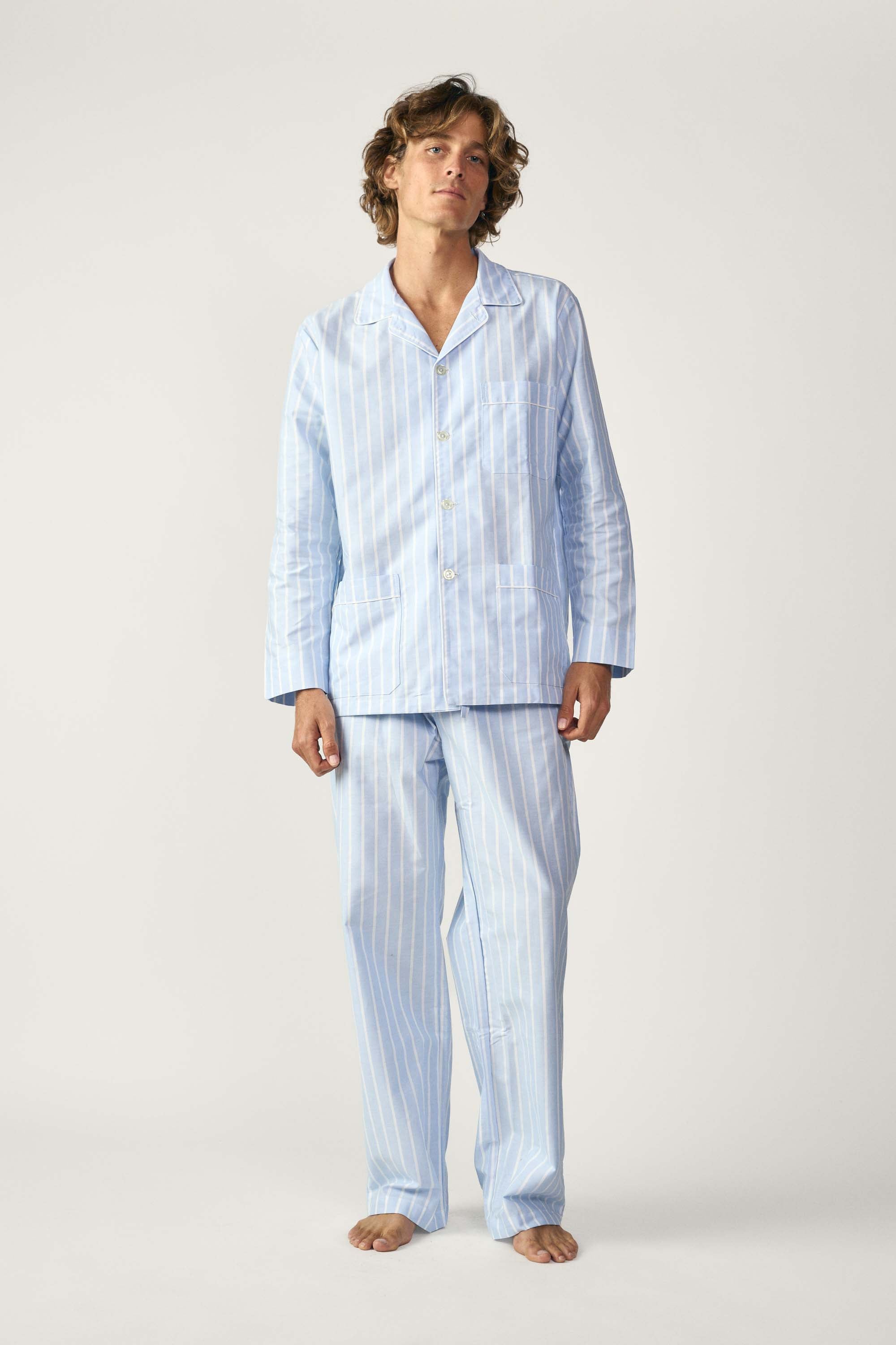 Pijama - Oxford Azul Celeste y Rayas