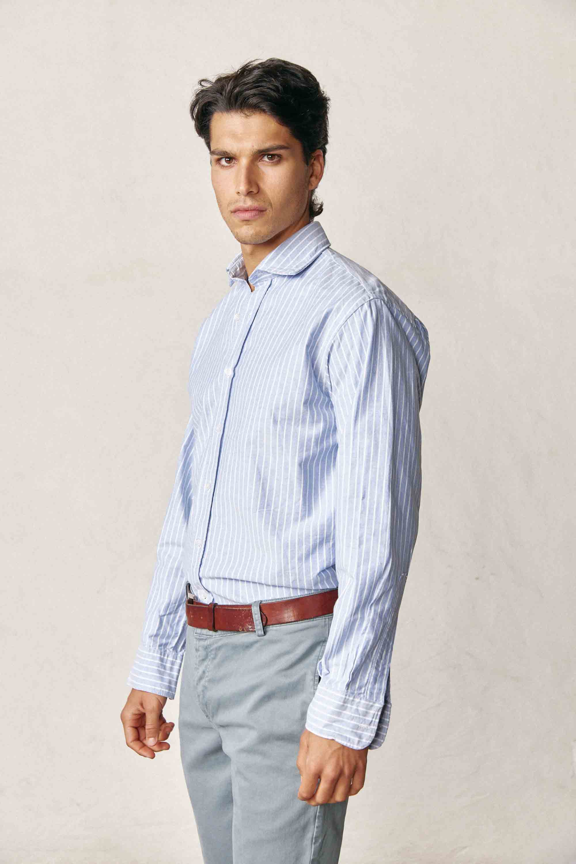 <tc>Shirt</tc> Cotton - Blue and White Striped Oxford