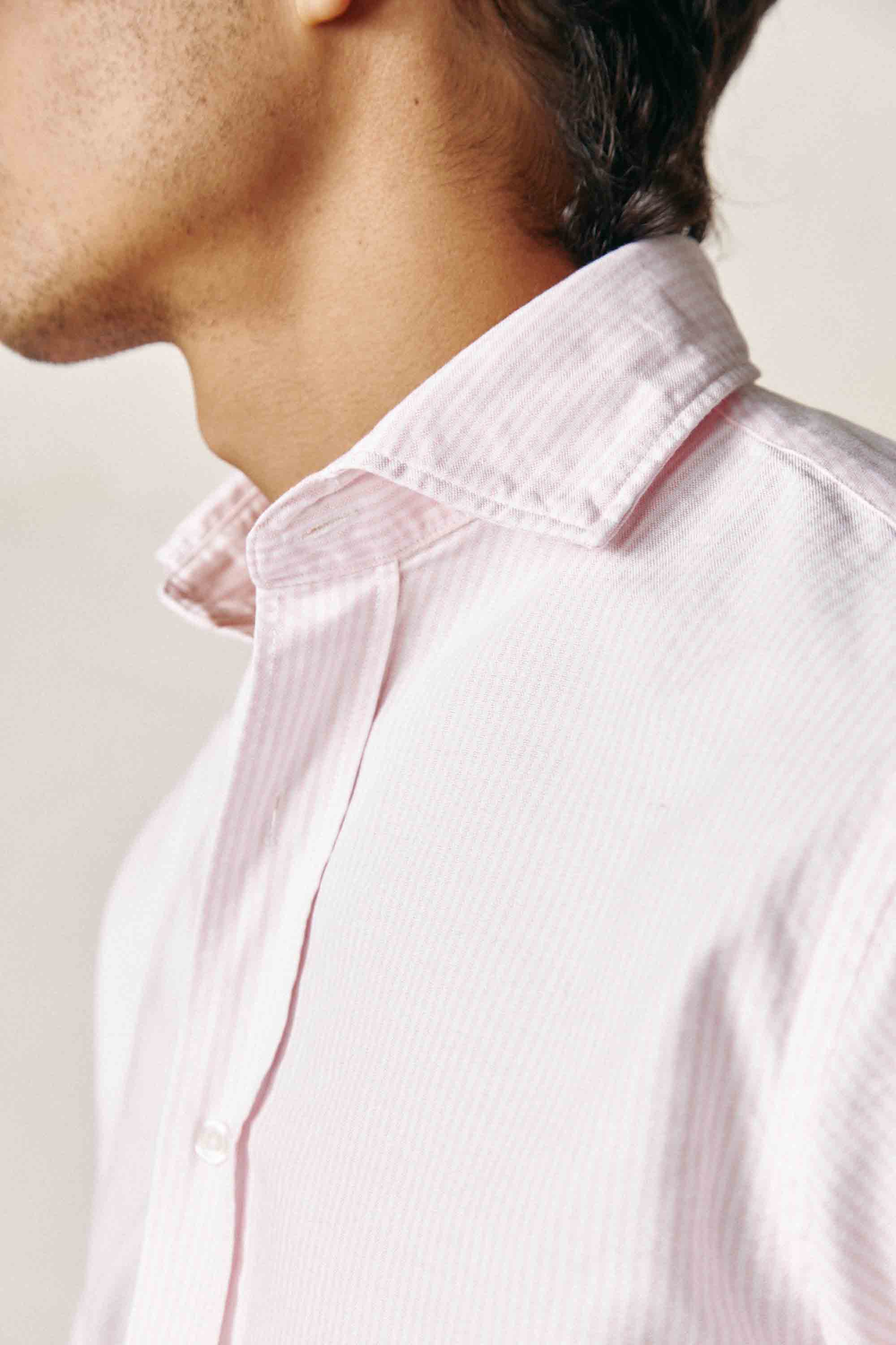 <tc>Shirt</tc> Cotton - Pink Striped Oxford