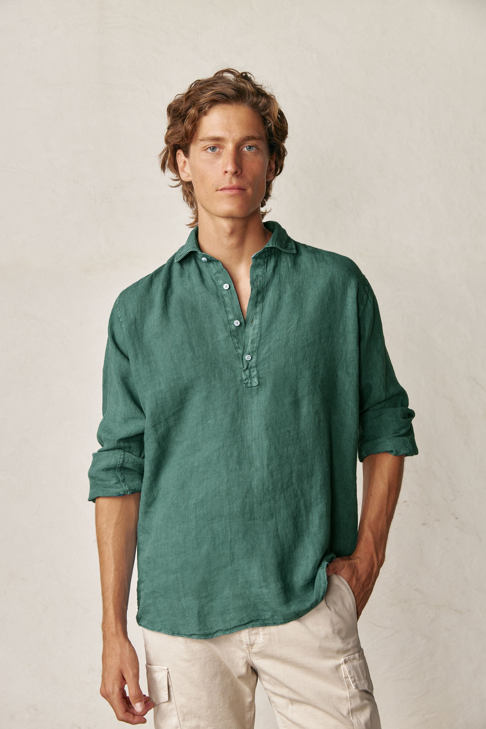 Polera de Lino - Verde Petróleo - Fernando de Cárcer