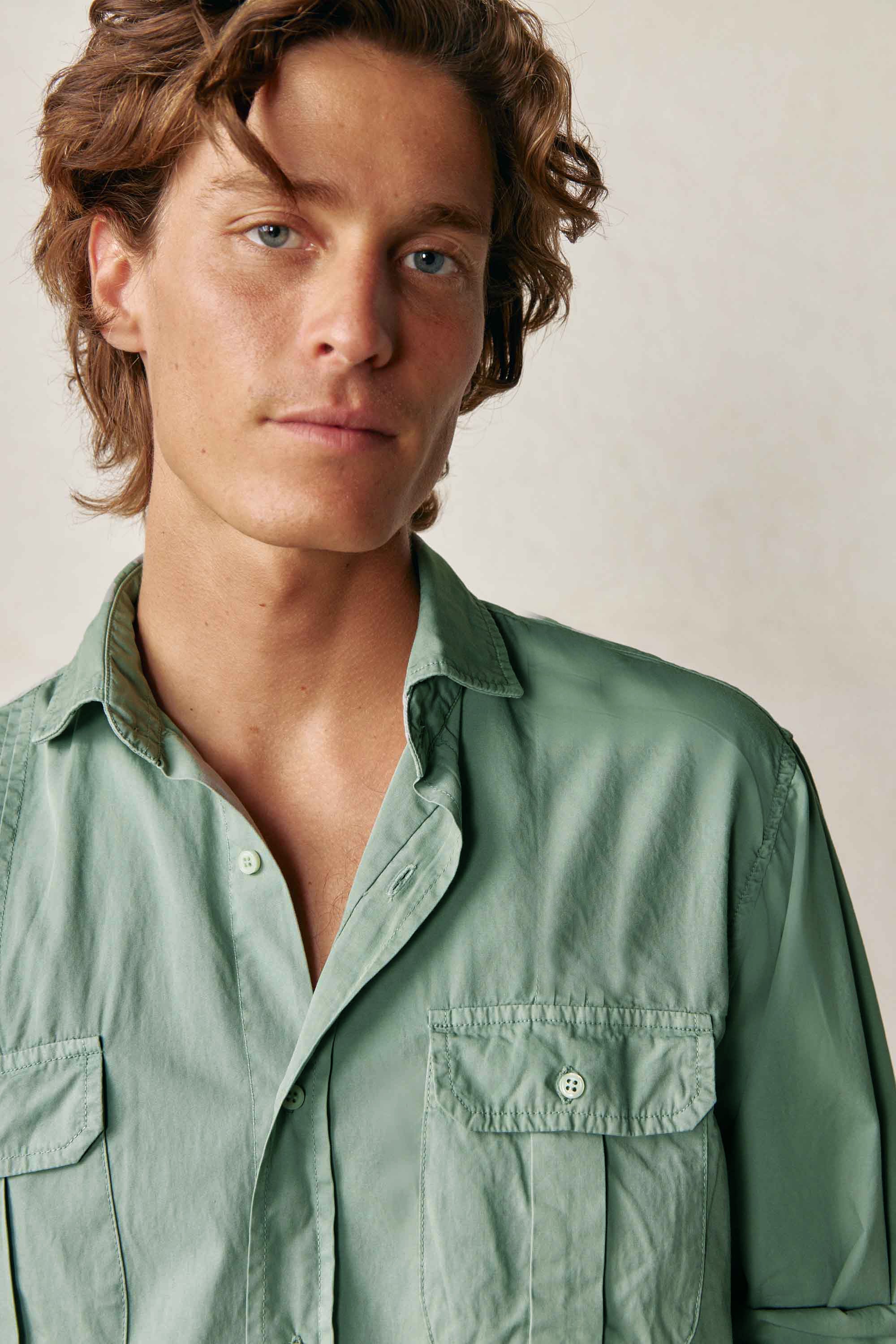 Camisa Guayabera de Popelin - Verde