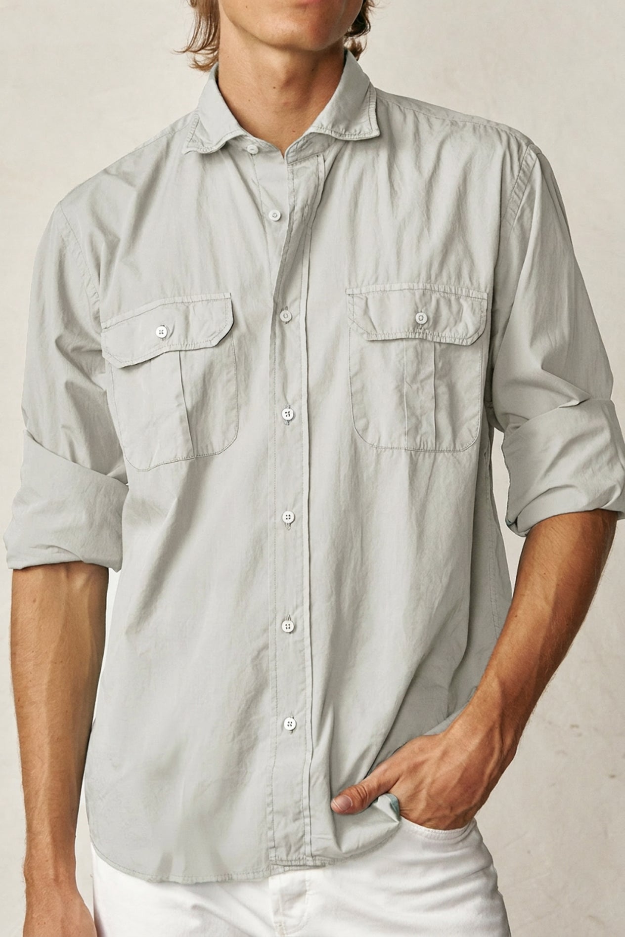Camisa de Popelín Dos Bolsillos - Piedra Claro - Fernando de Cárcer