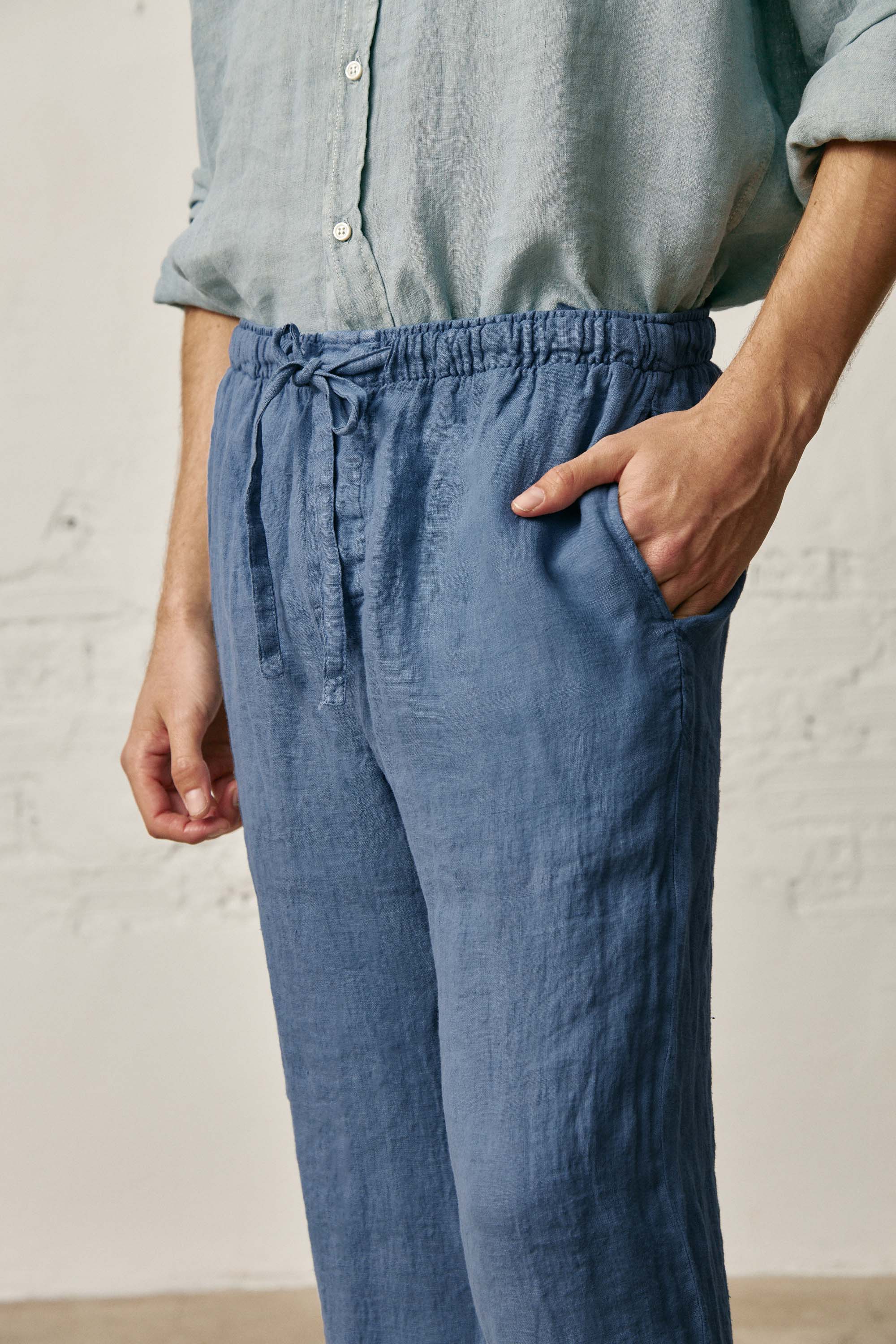 Pantalon Largo de Lino - Azul Petróleo - Fernando de Cárcer