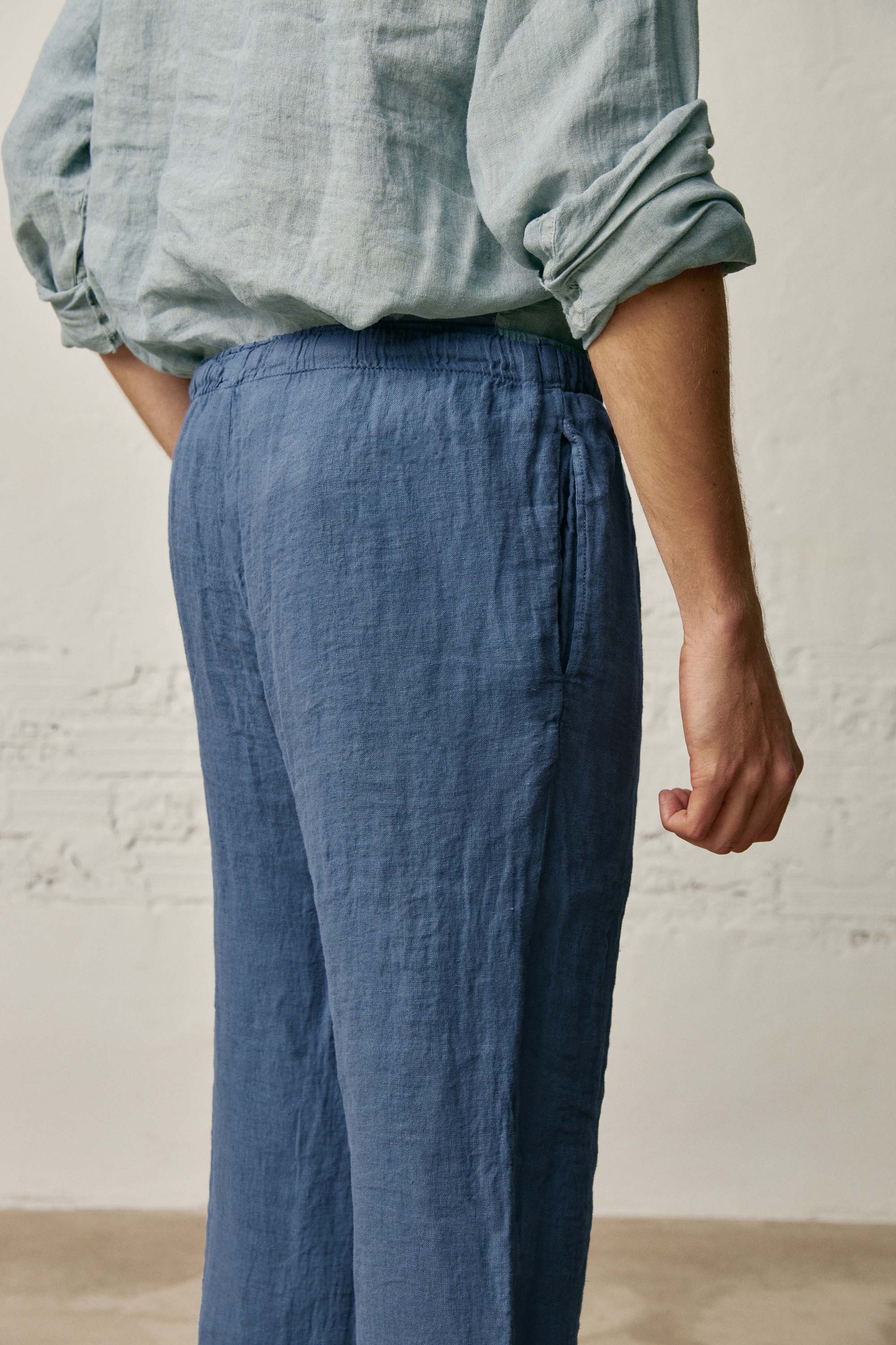 Pantalon Largo de Lino - Azul Petróleo - Fernando de Cárcer