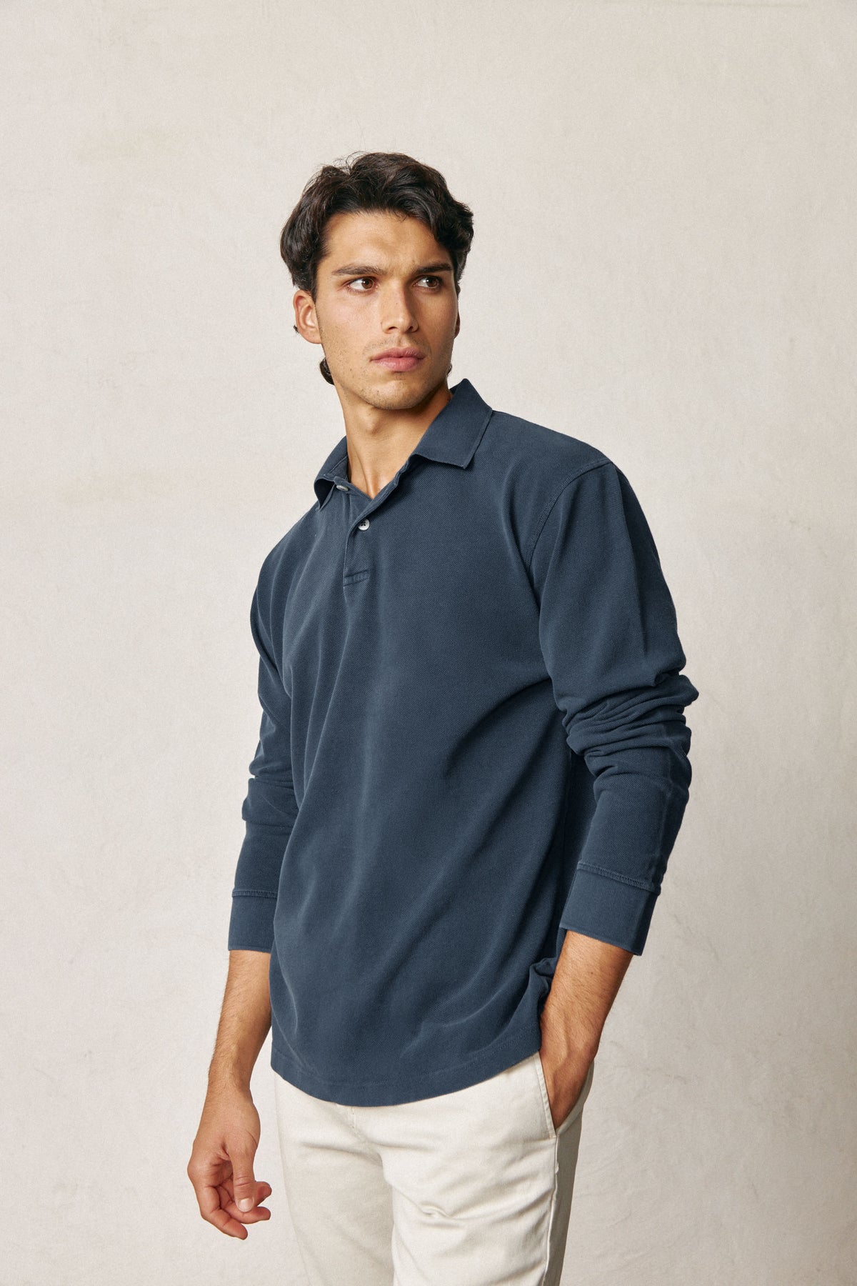 Polo Manga Larga - Marino