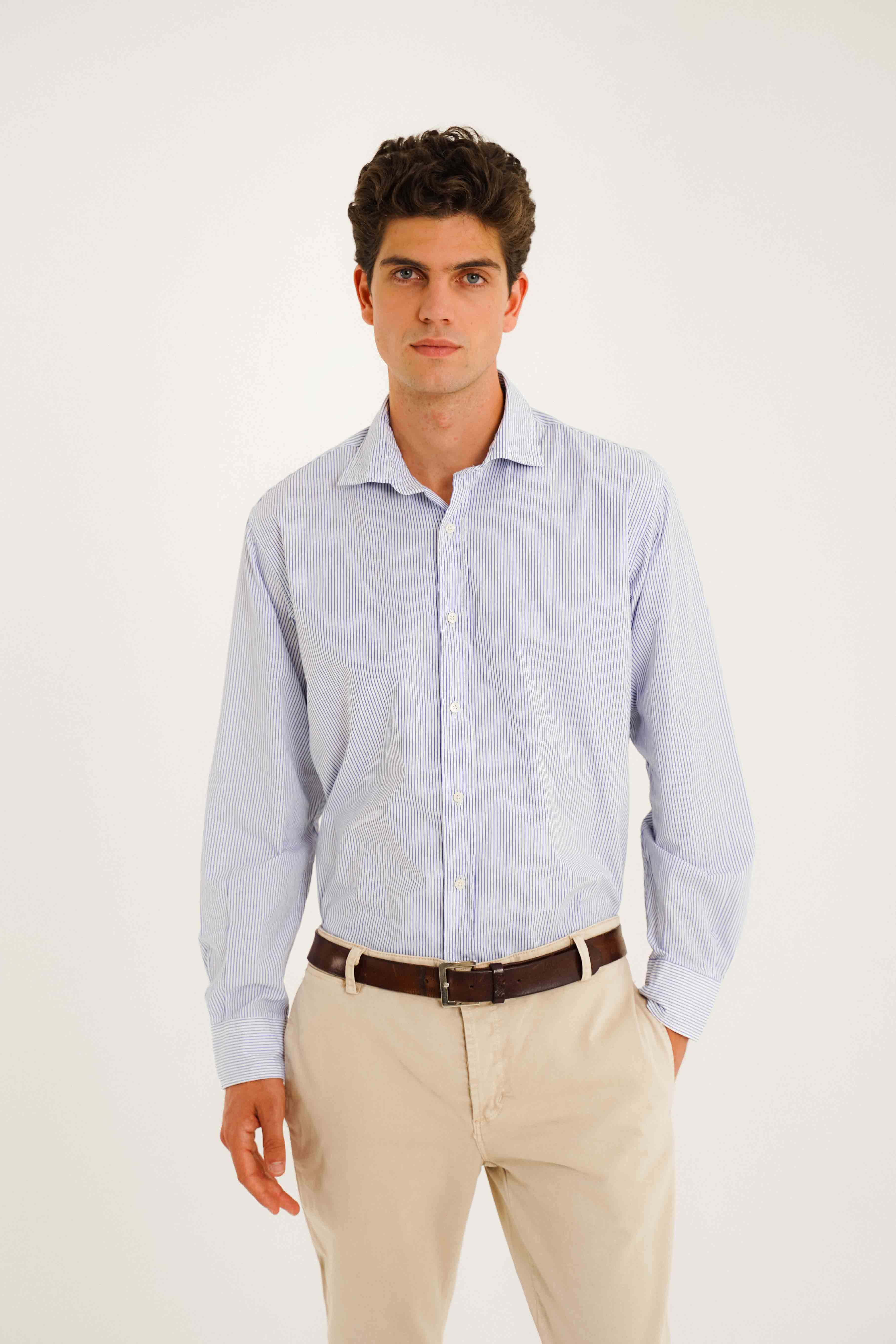 Camisa de Algodón - Rayas Azul y Blanco