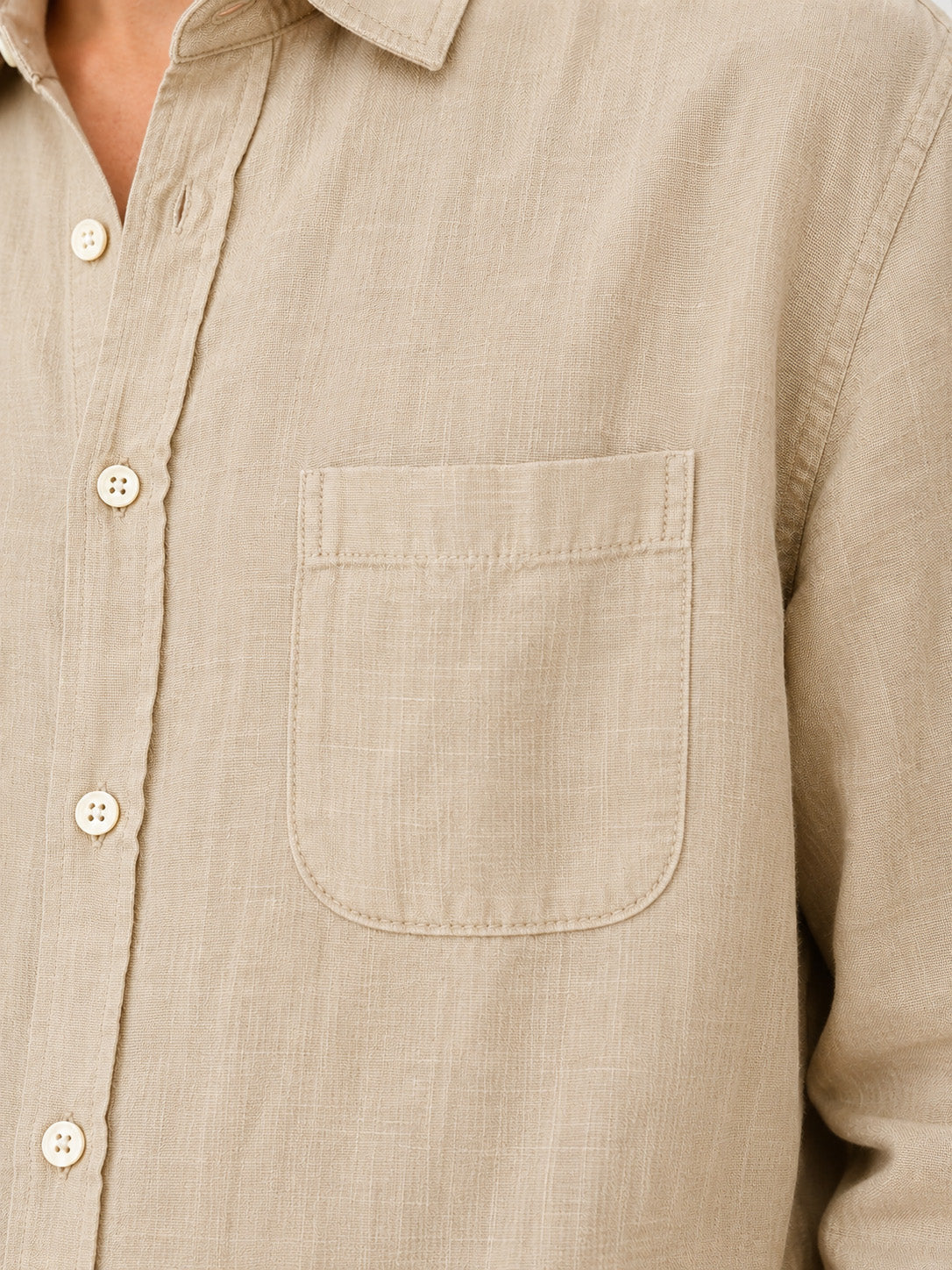 Camisa de Lino - Beige (Bolsillo) - Fernando de Cárcer
