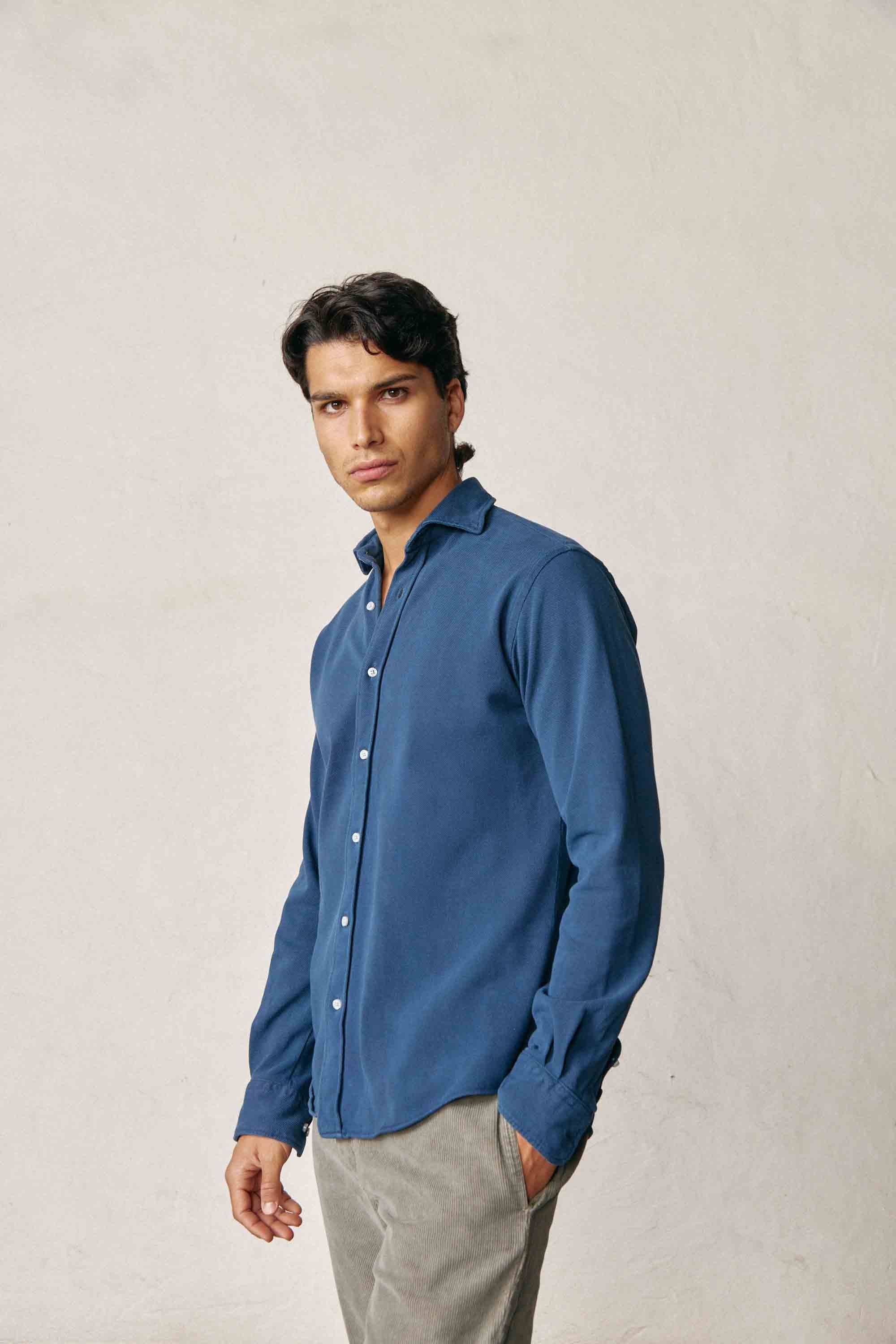 Camisa de Piqué - Azul Marino