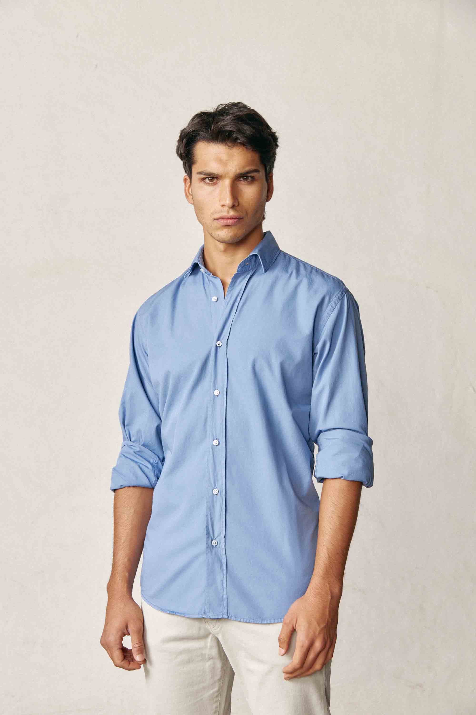 Camisa De Popelín - Azul
