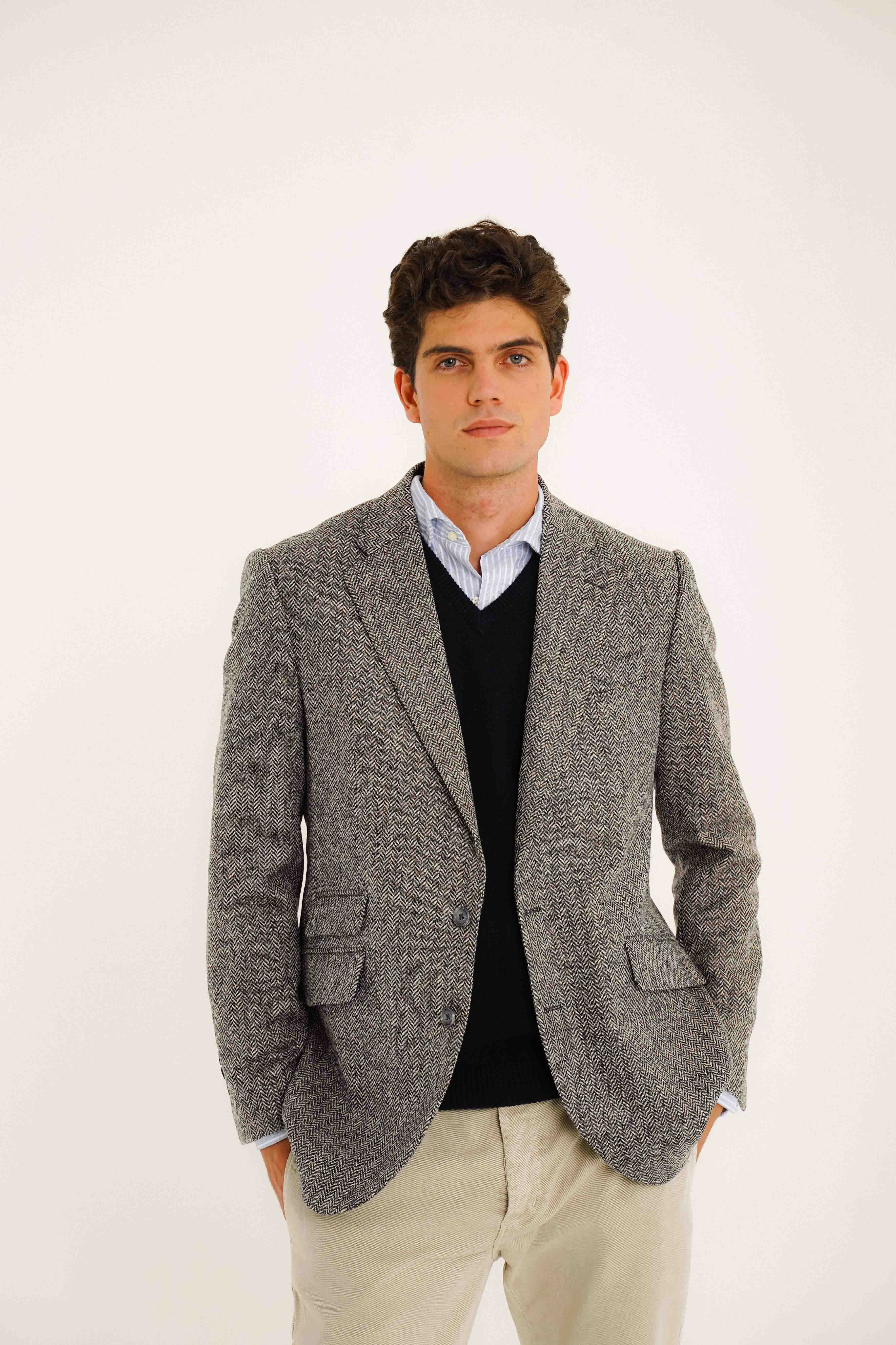 <tc>Blazer</tc> Tweed - Black and White Herringbone