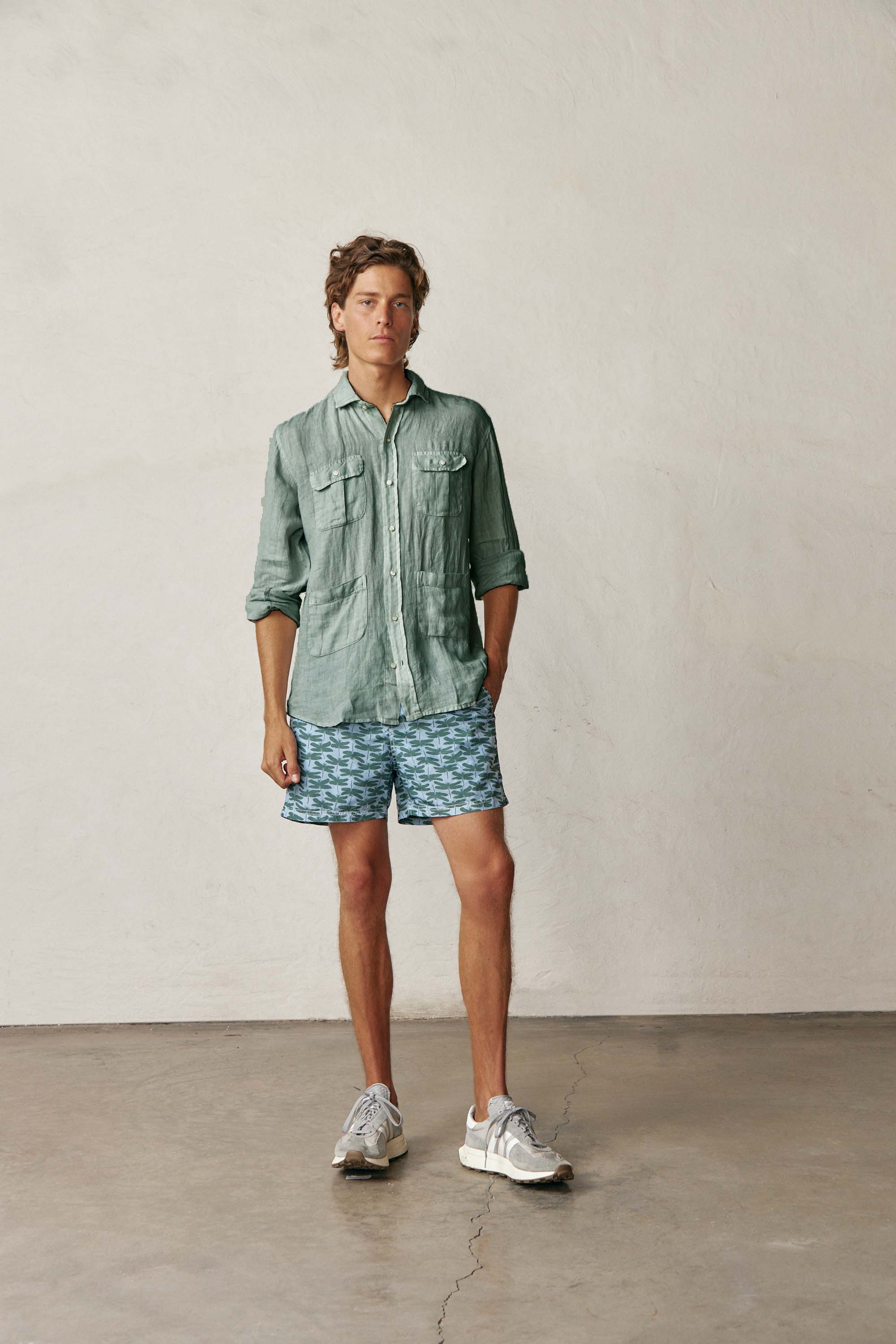 Camisa Guayabera de Lino - Verde