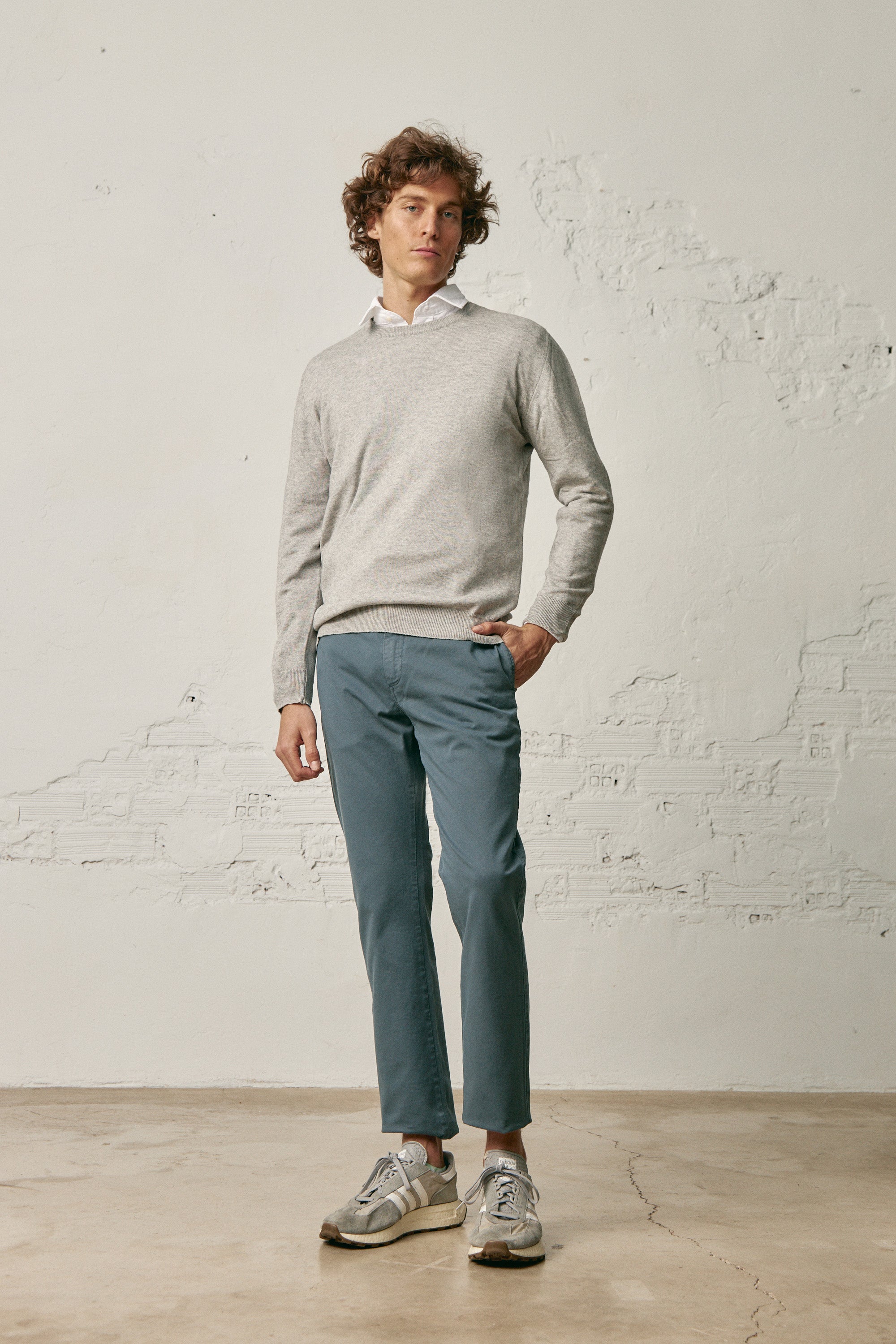 <tc>Sweater</tc> Fine Cotton Round Neck - Light Gray