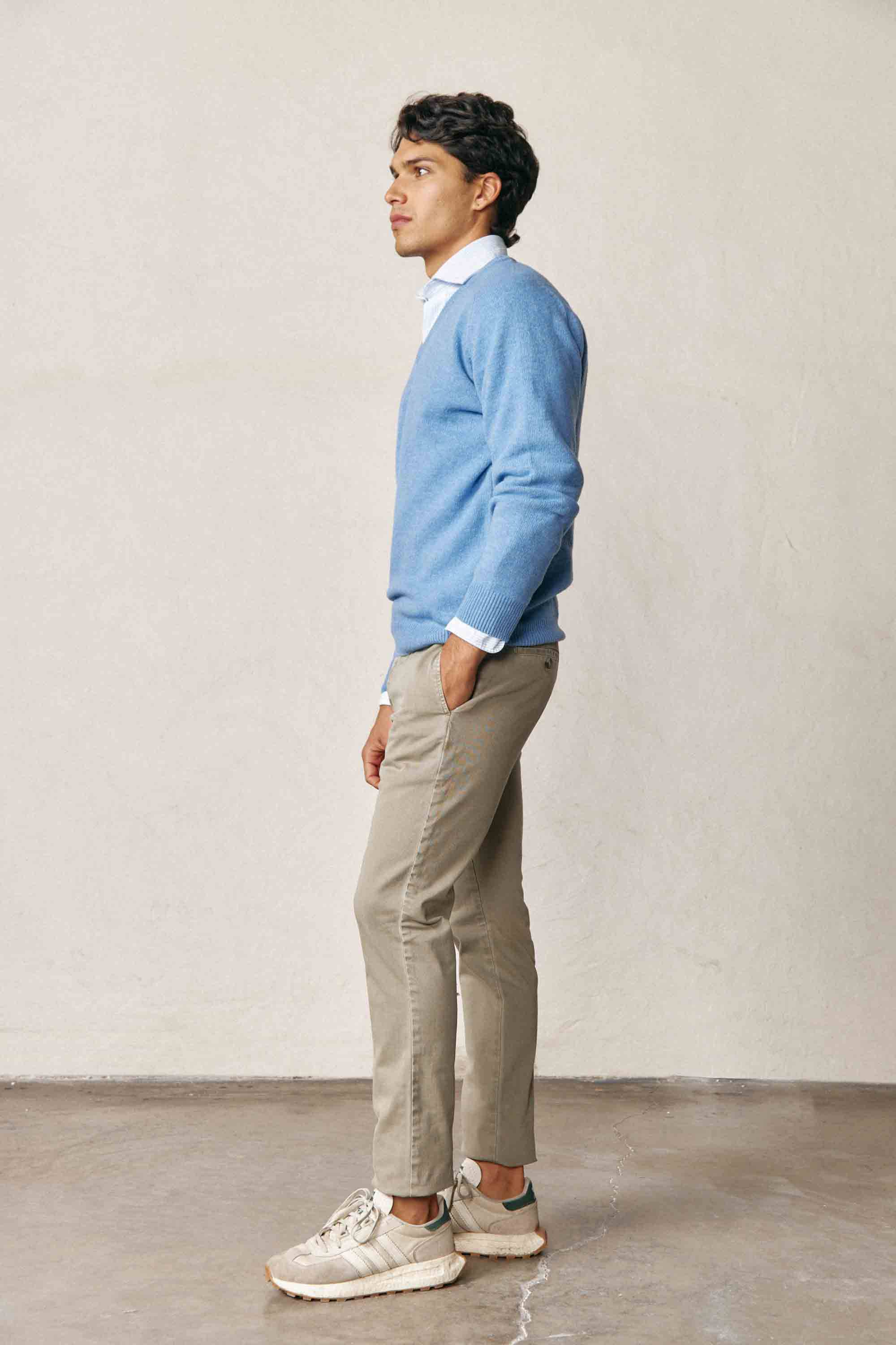 Jersey Cuello Pico Lambswool - Azul Claro