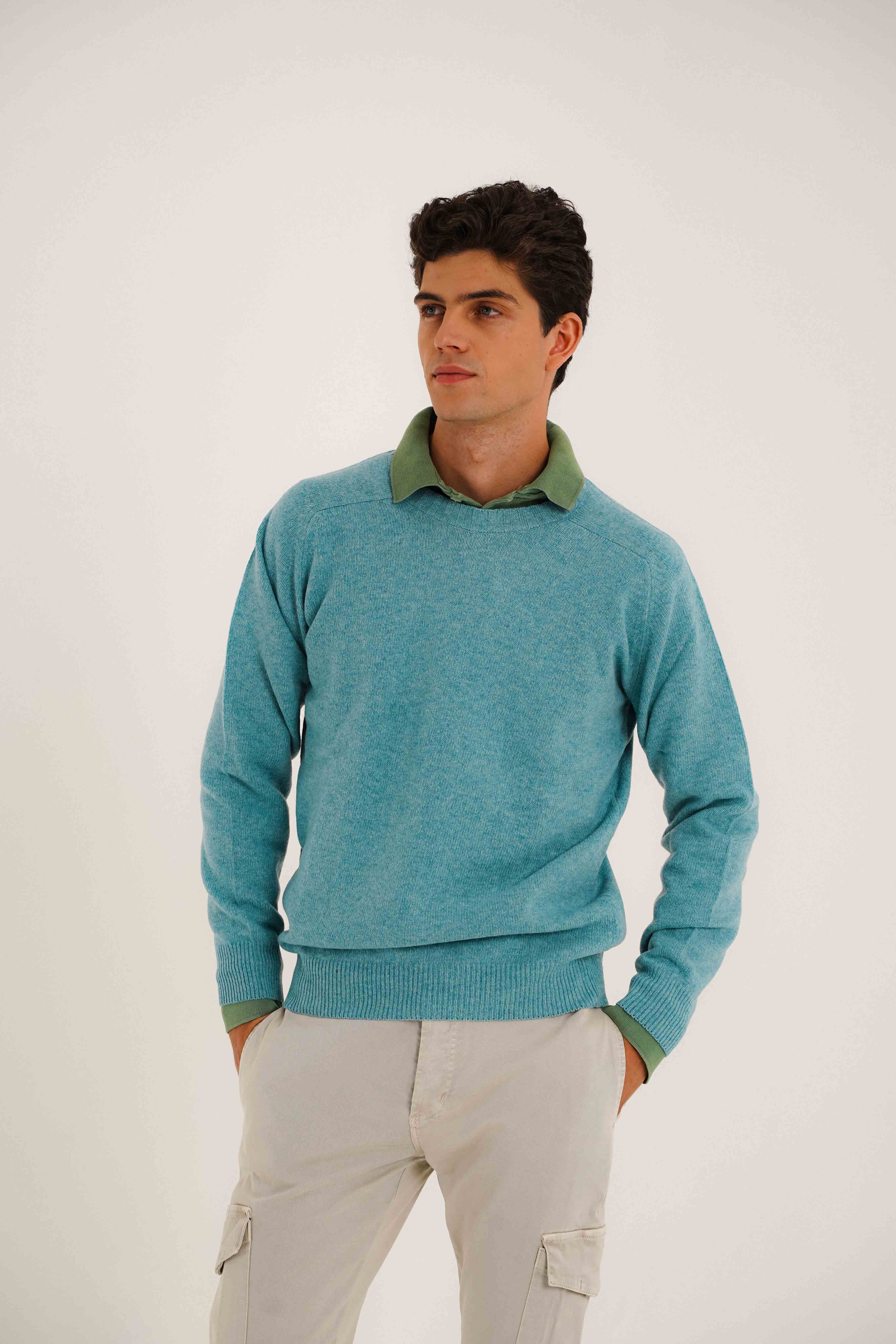 <tc>Sweater</tc> Lambswool Round Neck - Turquoise