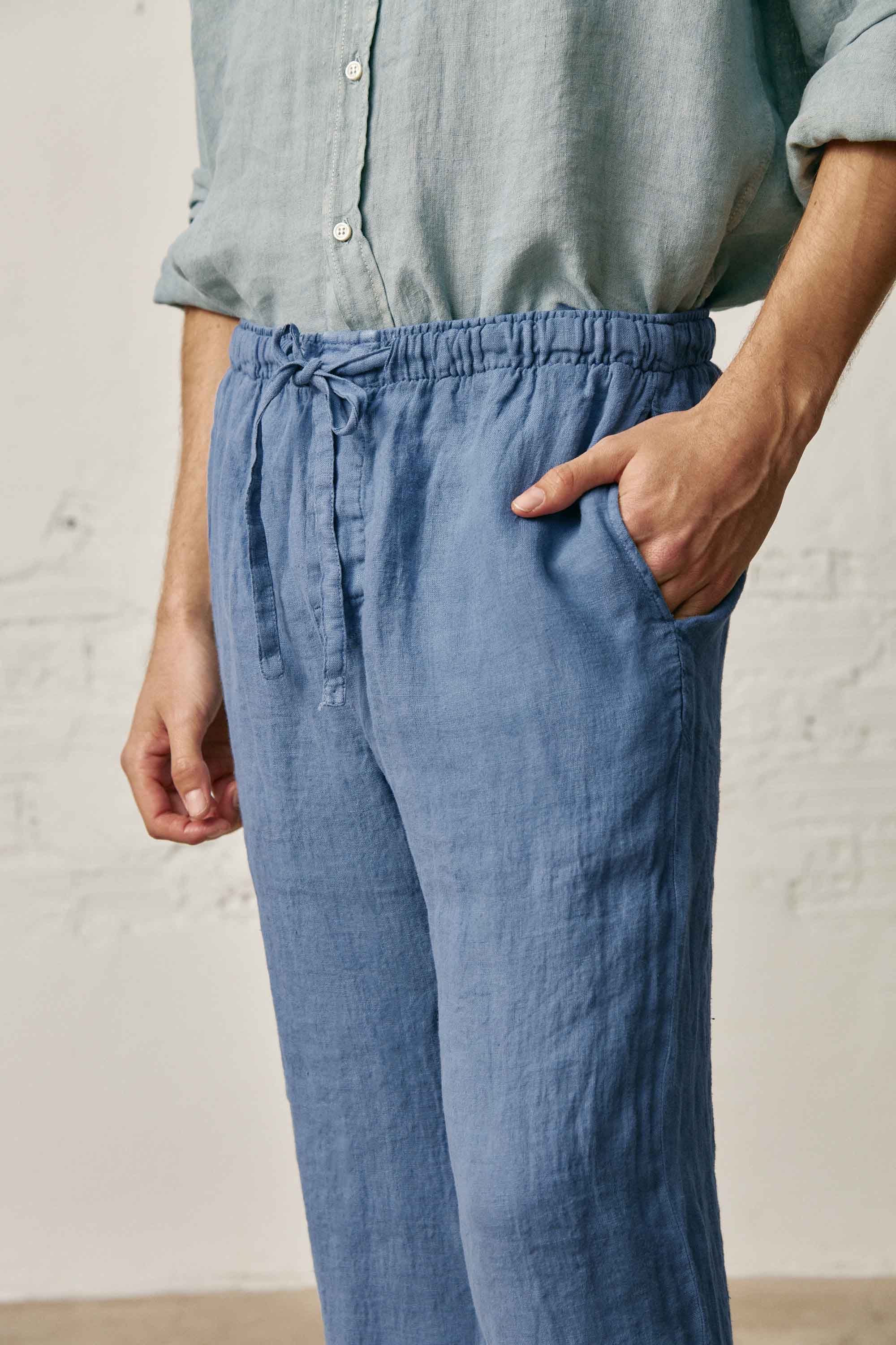 Pantalón Largo Lino - Azul Petróleo