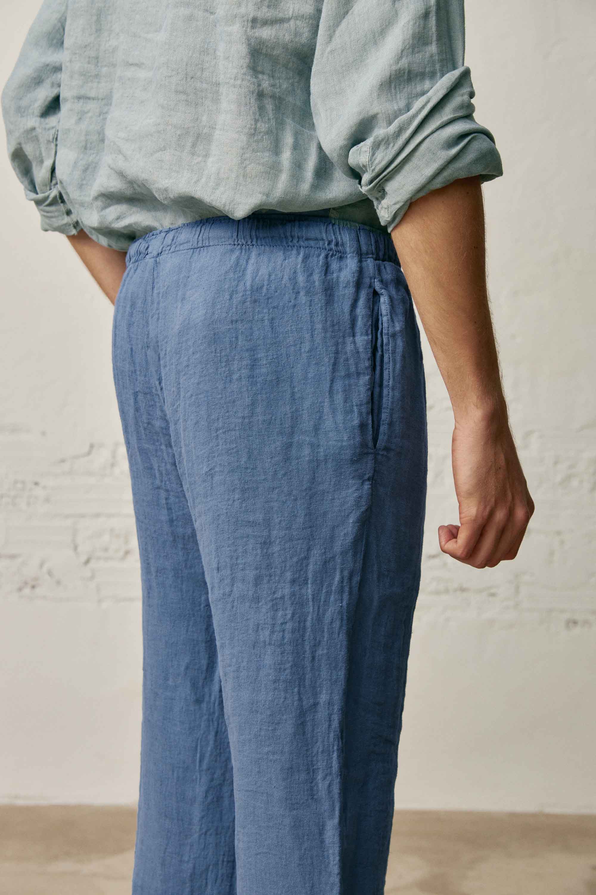 Pantalón Largo Lino - Azul Petróleo