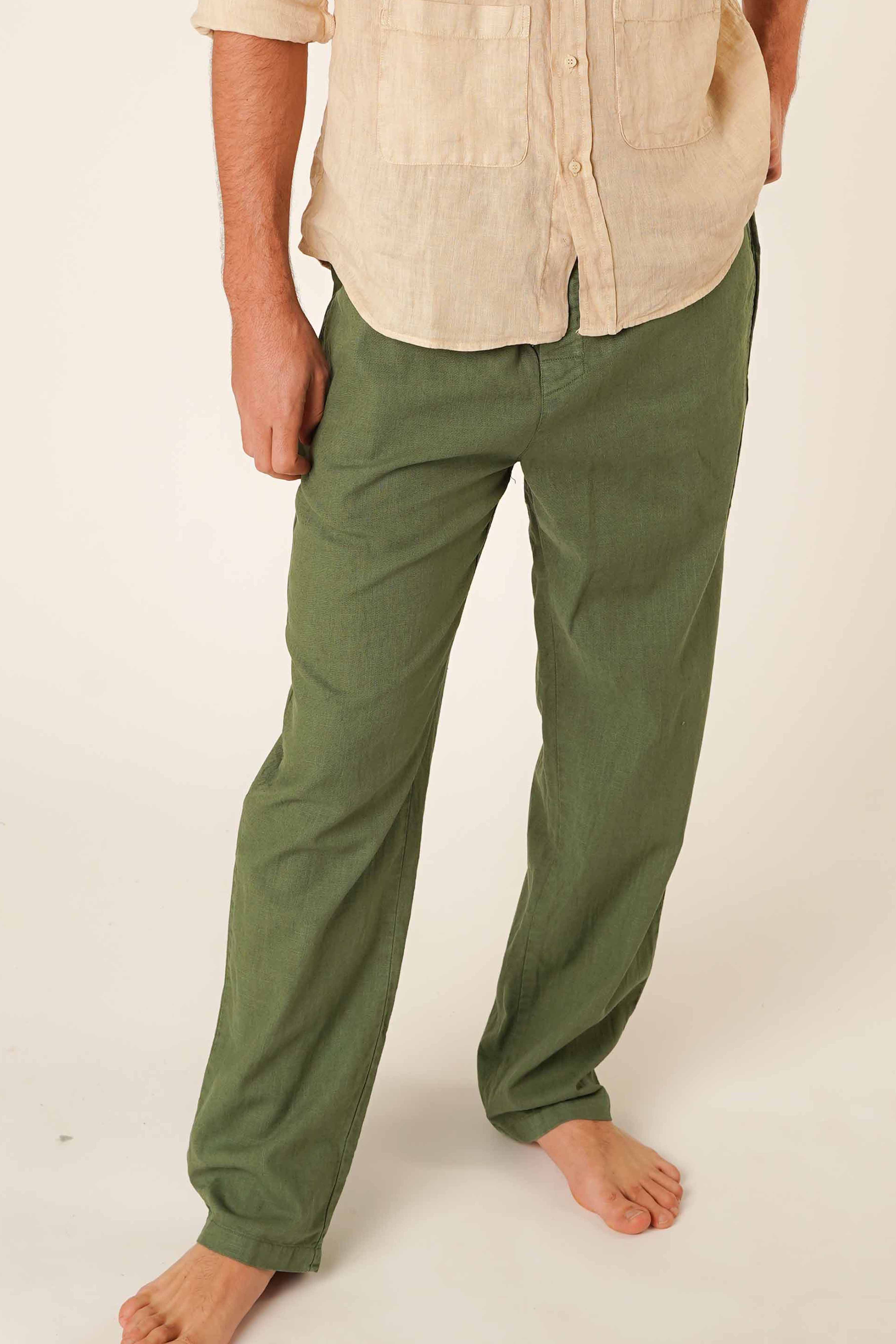 <tc>Trousers</tc> Long <tc>Linen</tc> - Green