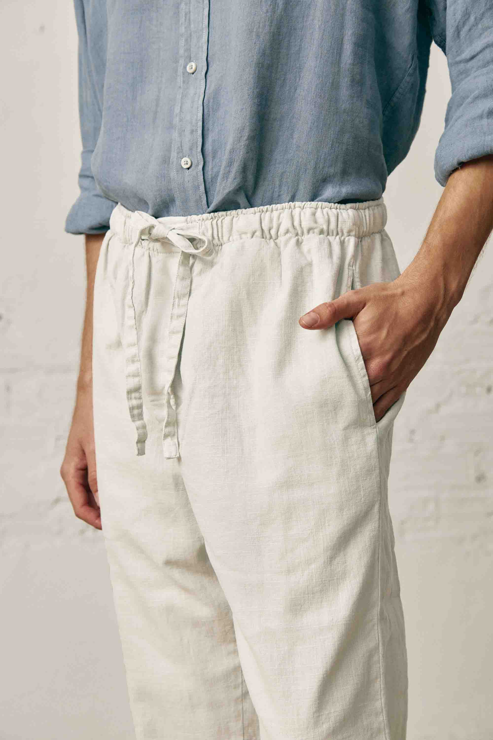 Pantalón Largo Lino - Hielo - Fernando de Cárcer
